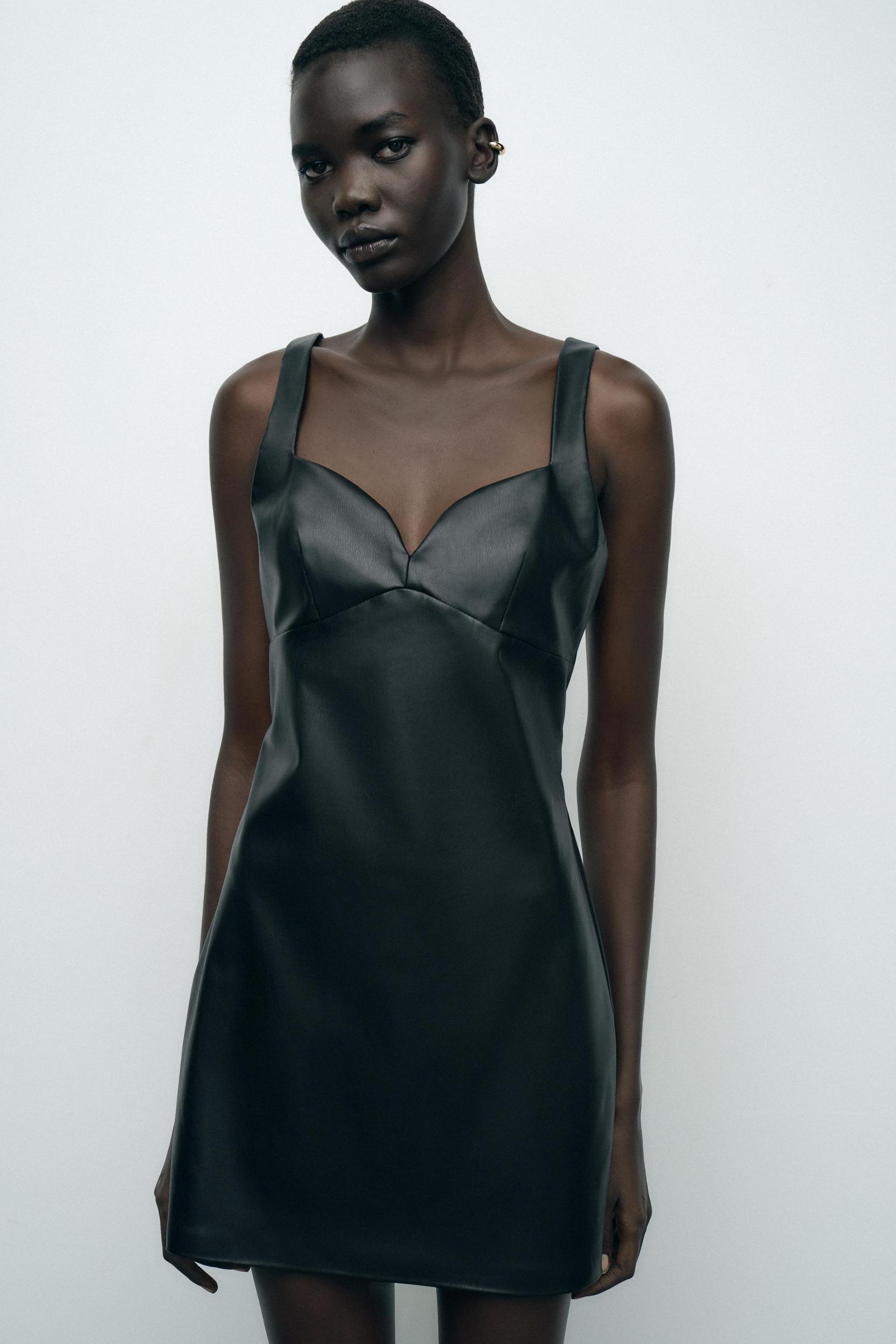 FAUX LEATHER MINI DRESS Product Image