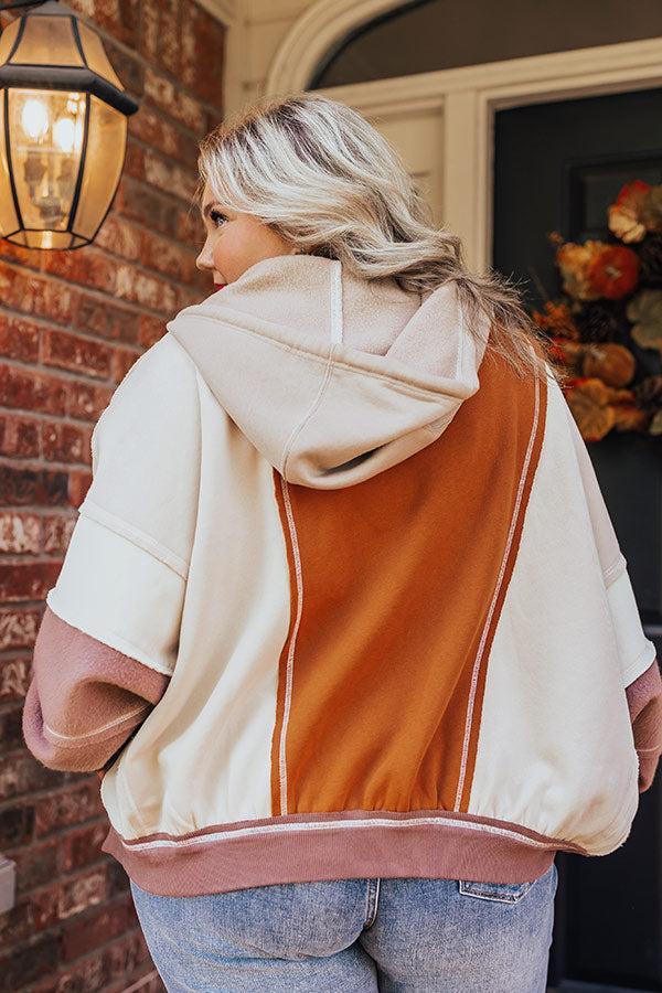 Fall Hike Color Block Sweater in Brown Curves Product Image