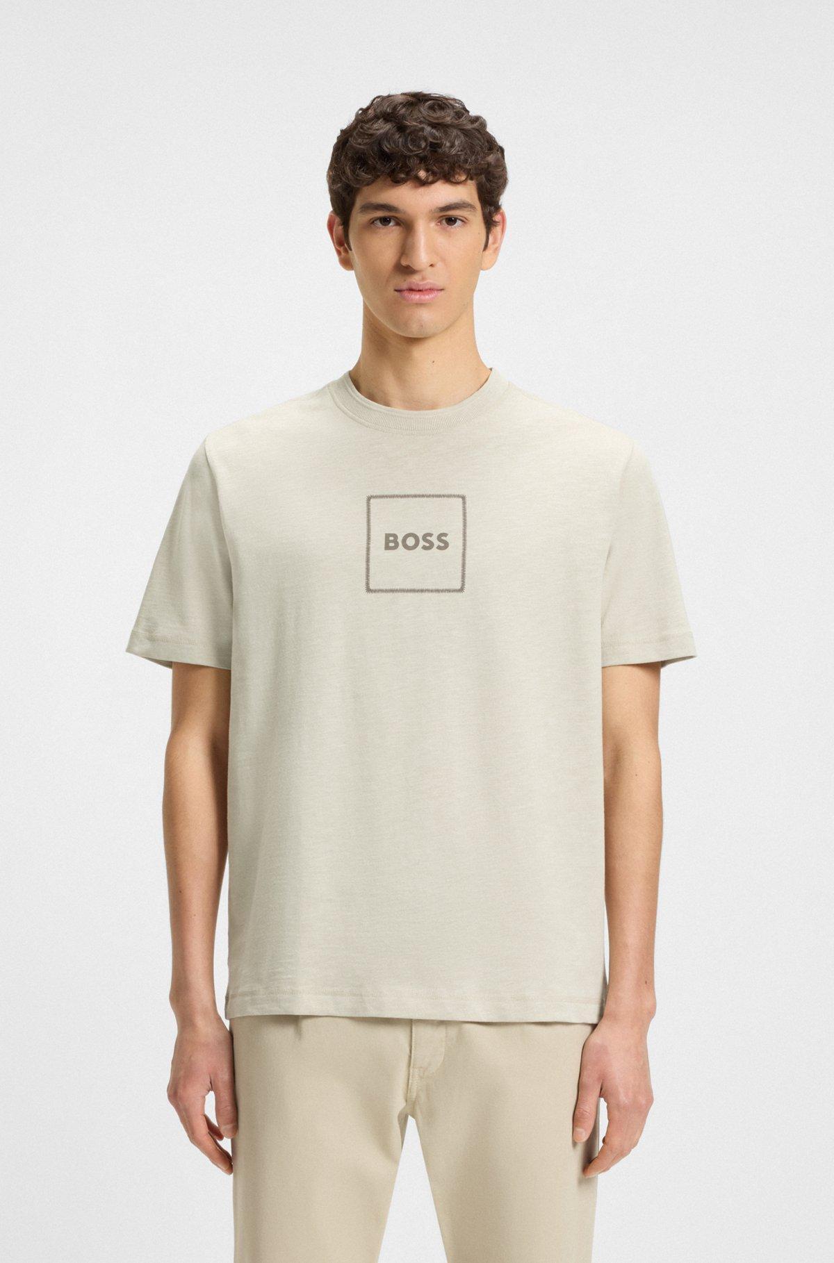 Slub-cotton T-shirt with logo print Product Image