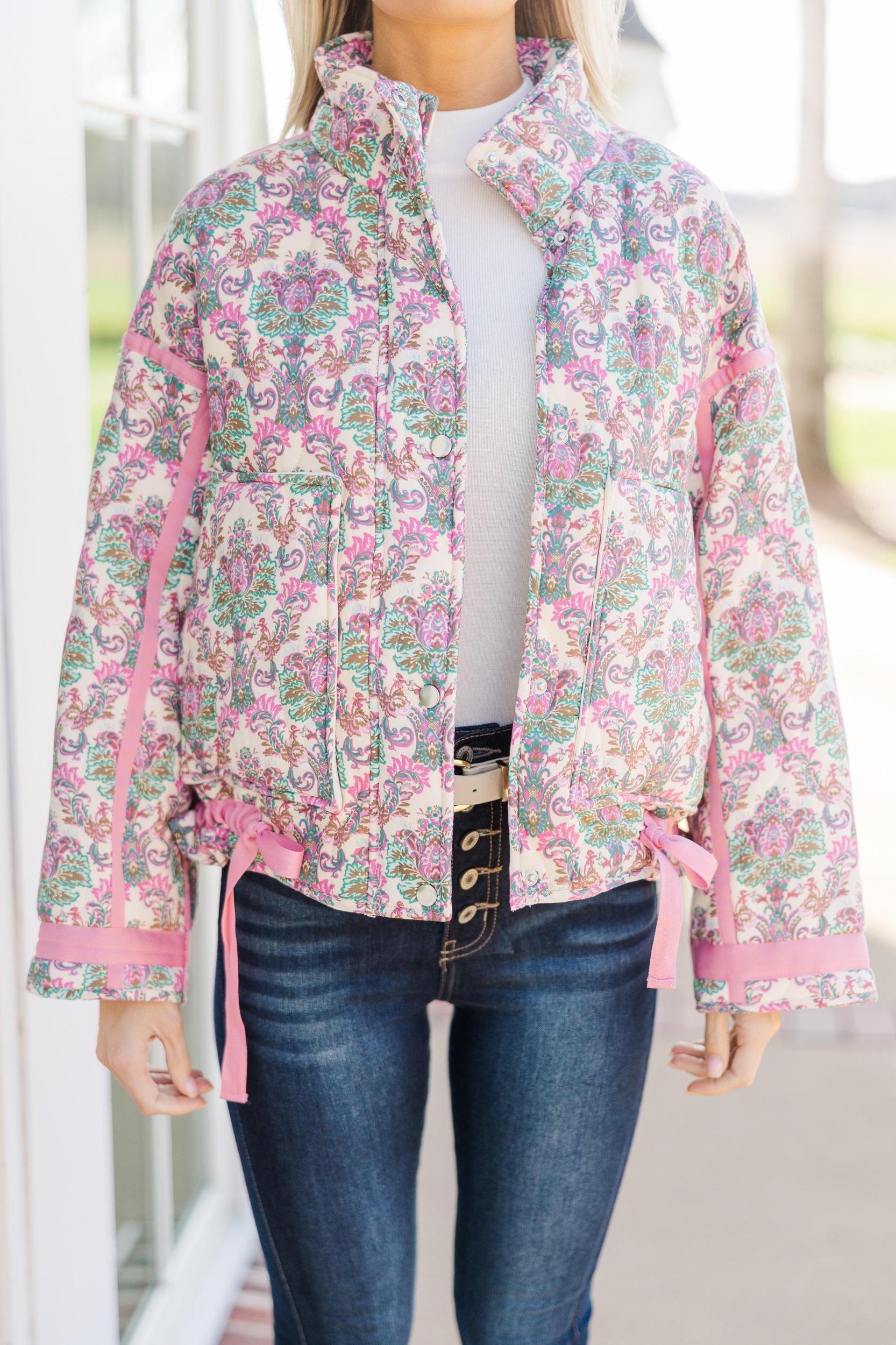 Tell Her Story Pink Damask Jacket Female Product Image