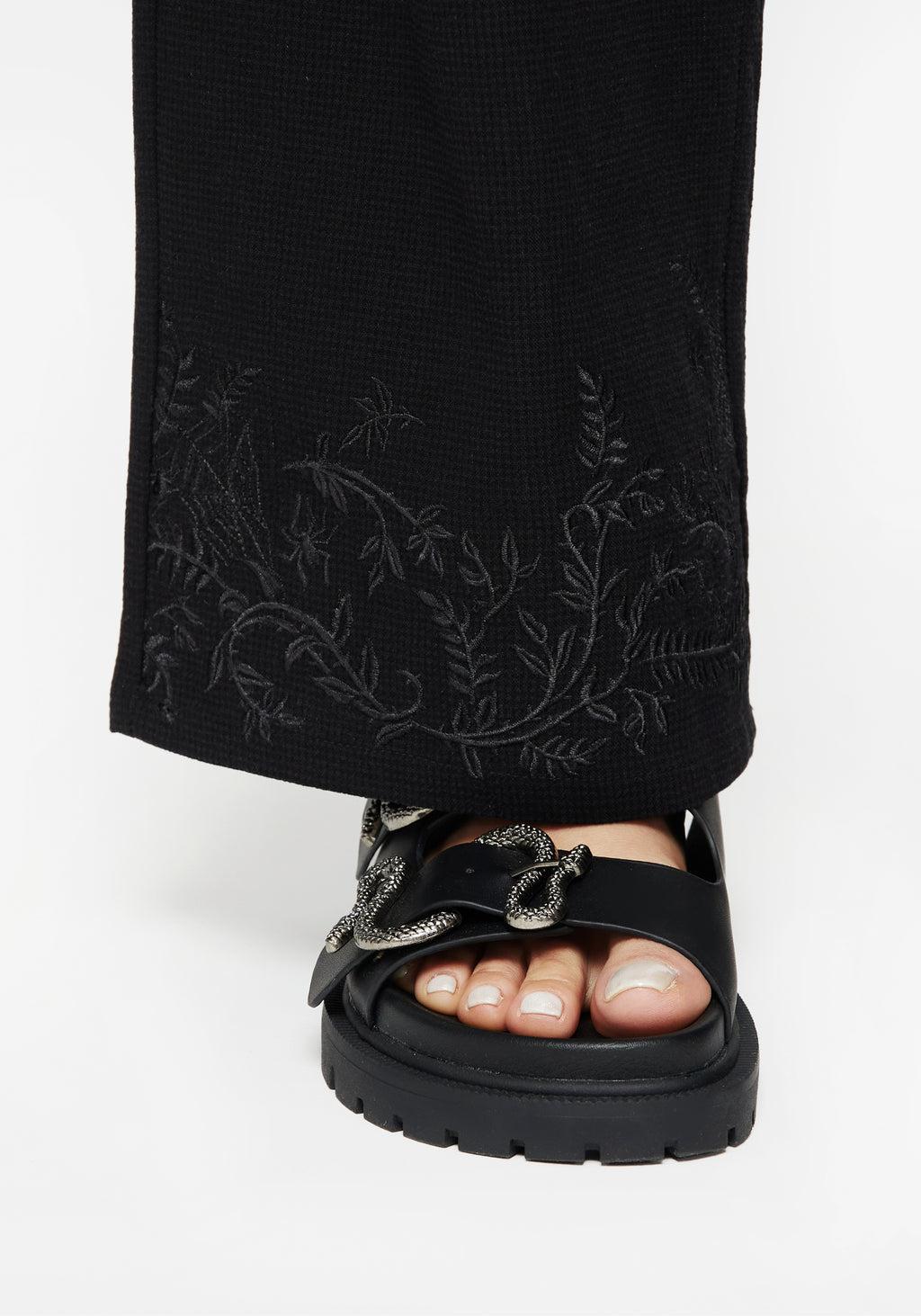 Thorell Embroidered Cotton Wide Leg Trousers Product Image
