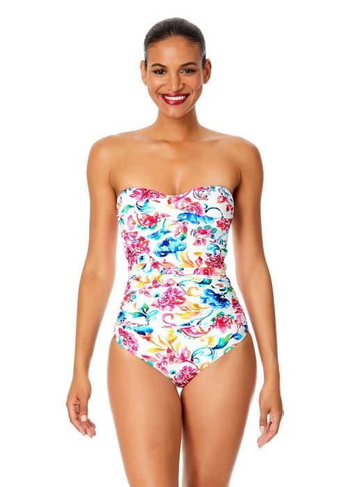 Anne Cole Women's Twist Front Shirred One Piece Swimsuit in Watercolor Paisley at Nordstrom, Size 6 Product Image