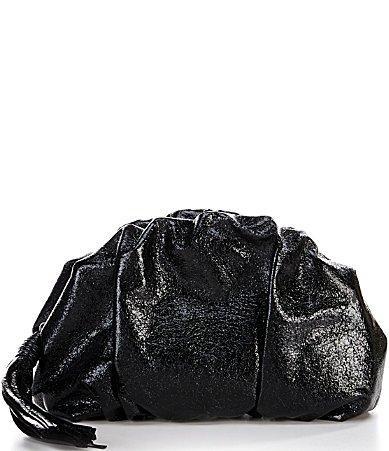 Ruched Zip Faux-Leather Clutch Bag Product Image