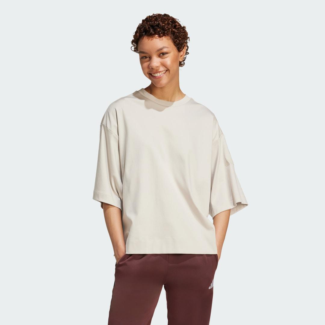 adidas Soft Lux Loose Tee Beige M Womens Product Image