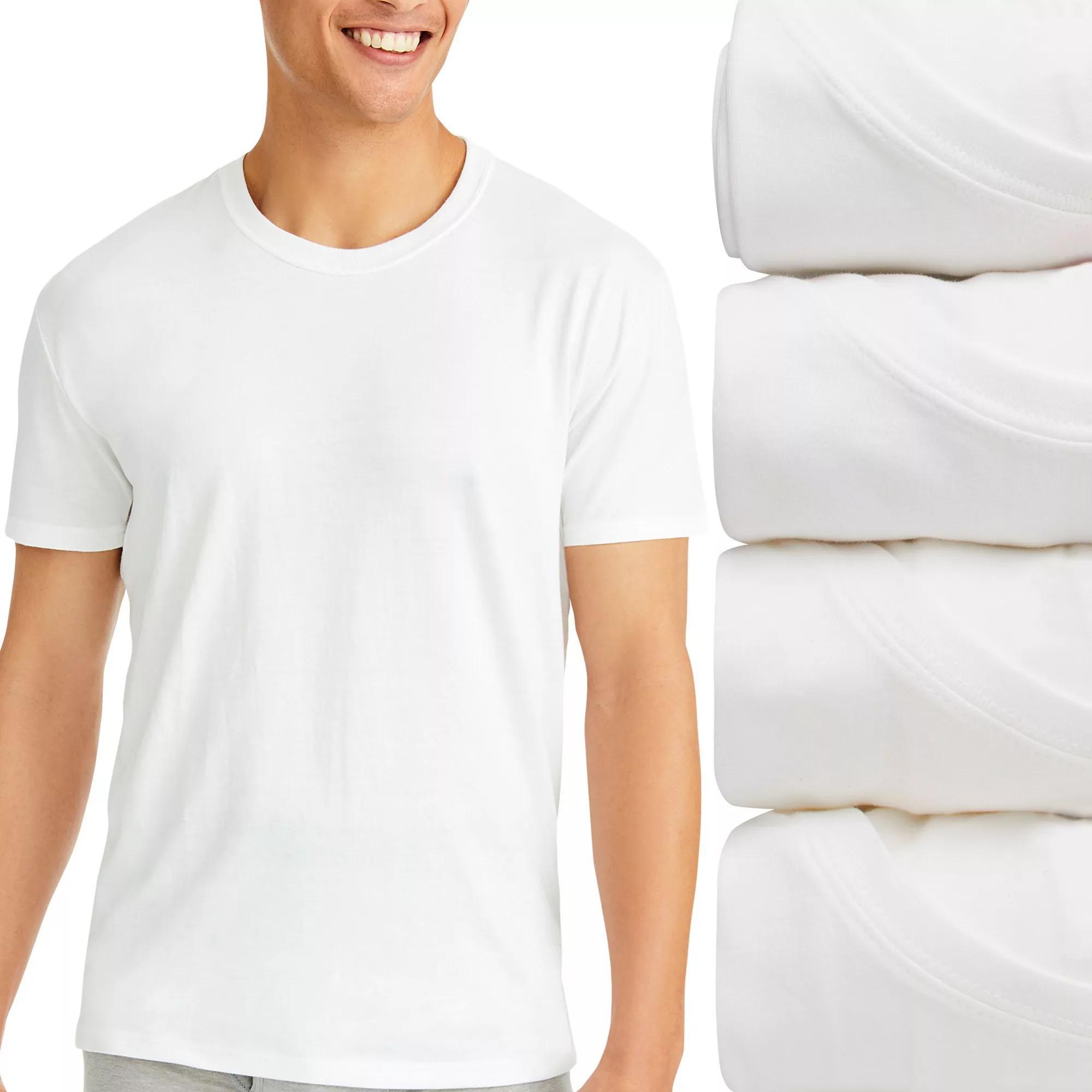 Hanes Ultimate 4-Pack Men's Comfort Fit Cotton Stretch Crewneck Undershirt, Size: XXL, White Product Image