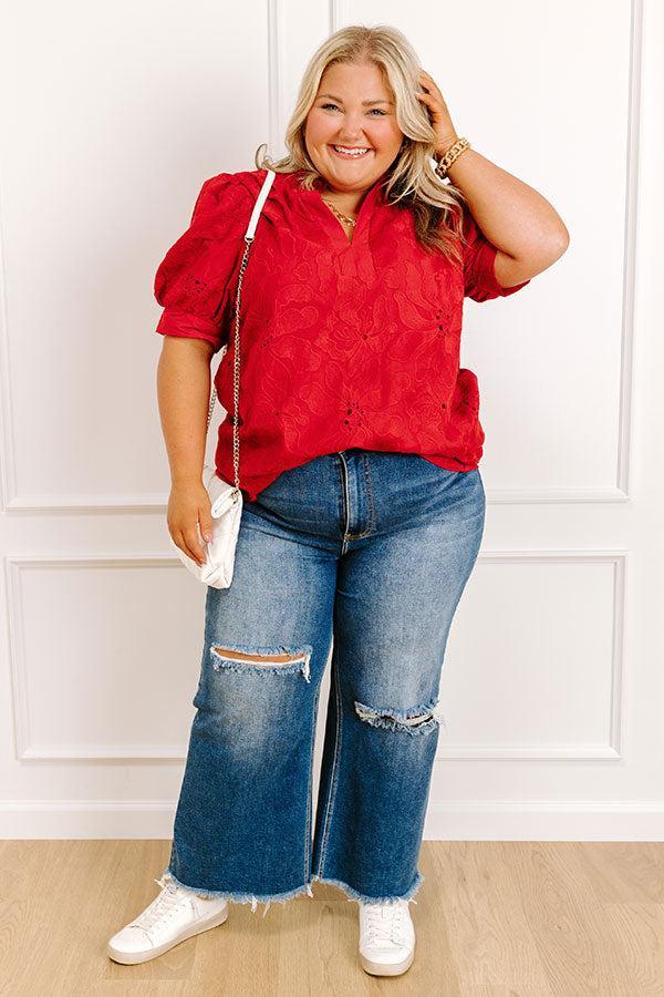 Petals And Pinot Floral Embroidered Top Curves Product Image