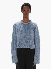 CROPPED CABLE KNIT SWEATER in blue | JW Anderson US  Product Image