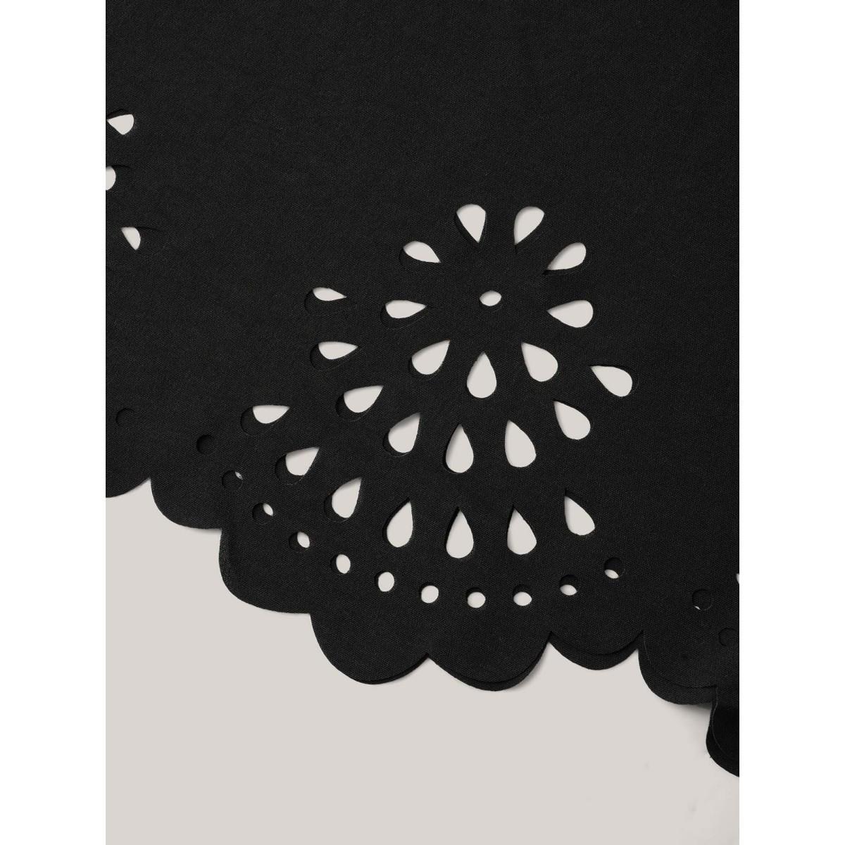 Plus Size Scalloped Laser Cut Pockets Maxi Dress Black Women Square Neck Sleeveless Curvy BloomChic 26/4X Product Image