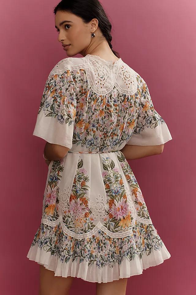 Farm Rio Sweet Bloom Bouquet Short-Sleeve Mini Dress Product Image