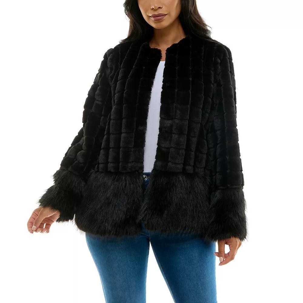 Women's Nina Leonard Mixed Stripe Faux Fur Bolero, Size: Small, Ivory Product Image