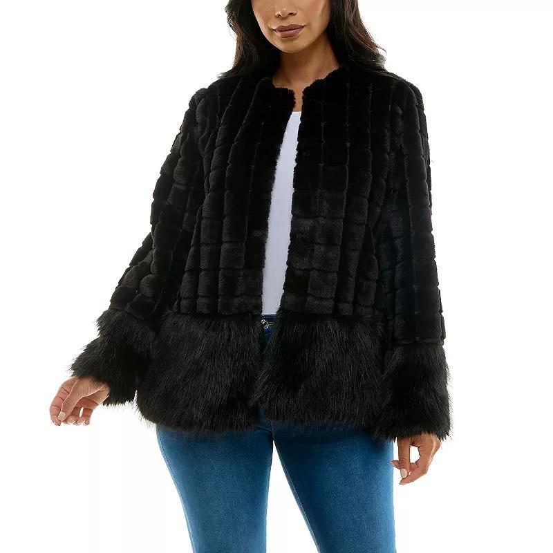 Women's Nina Leonard Mixed Stripe Faux Fur Bolero, Size: Small, Ivory Product Image