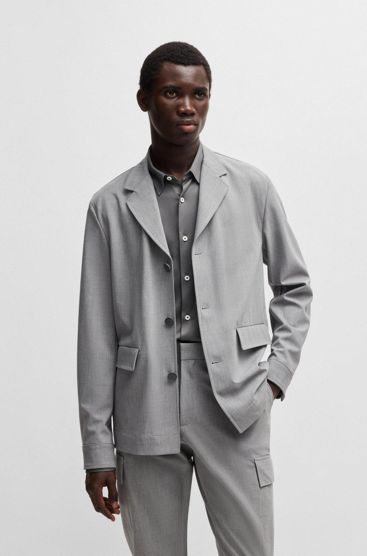 Slim-fit shirt in performance-stretch structured fabric Product Image