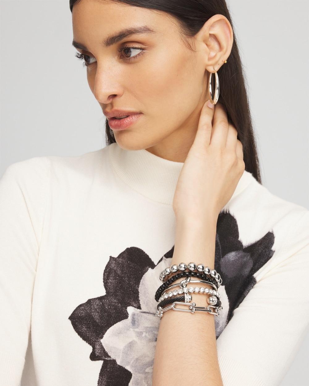 Black & Silver Flex Cuff Bracelet Product Image