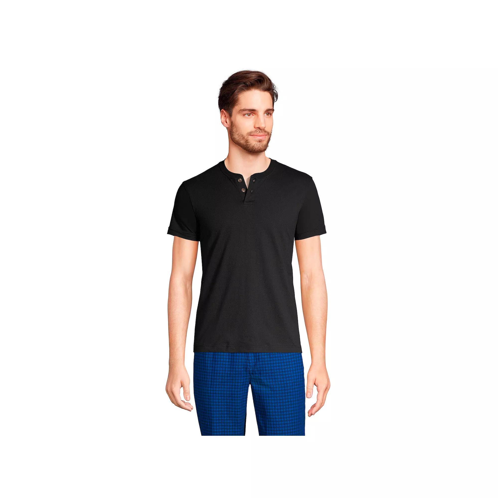 Big & Tall Lands' End Short Sleeve Super-T Henley, Men's, Size: 4XB, White Product Image