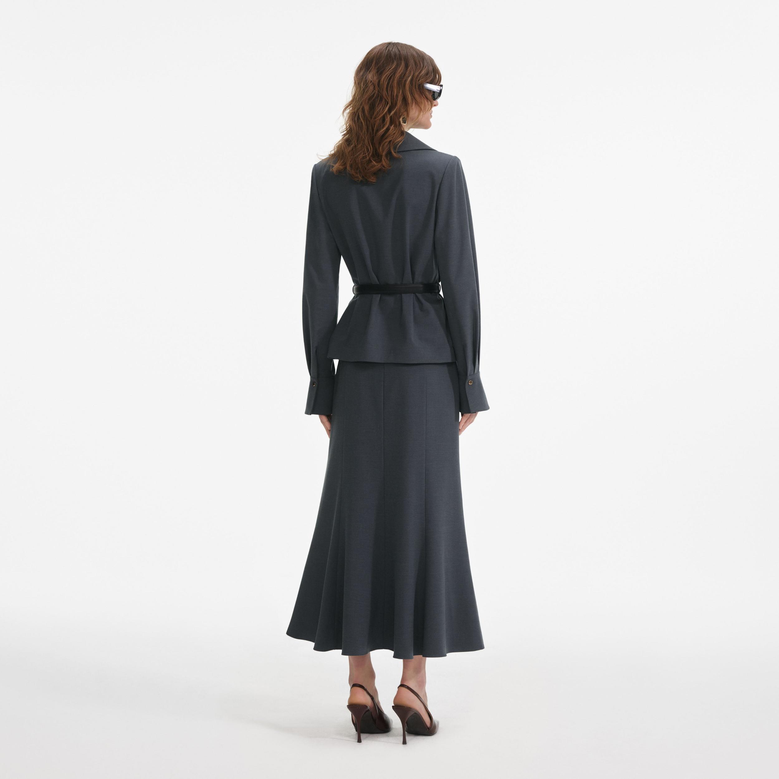 Grey Twill Midi Dress Product Image
