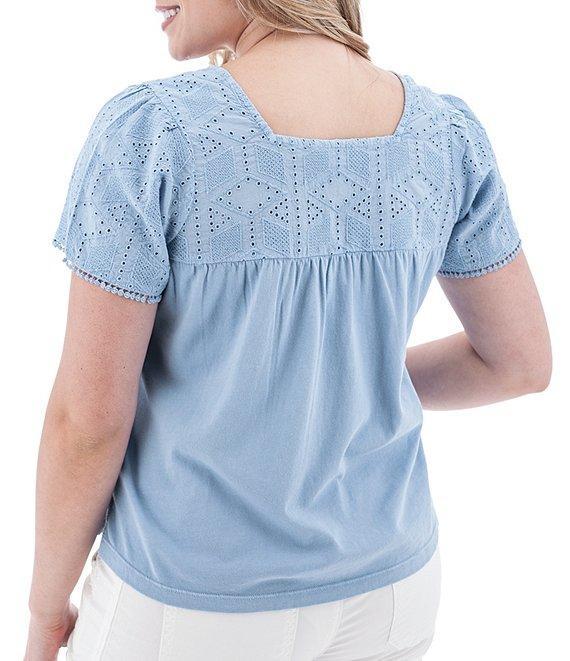 Aventura Shelle Organic Cotton Embroidered Woven Eyelet Square Neck Swing Top Product Image