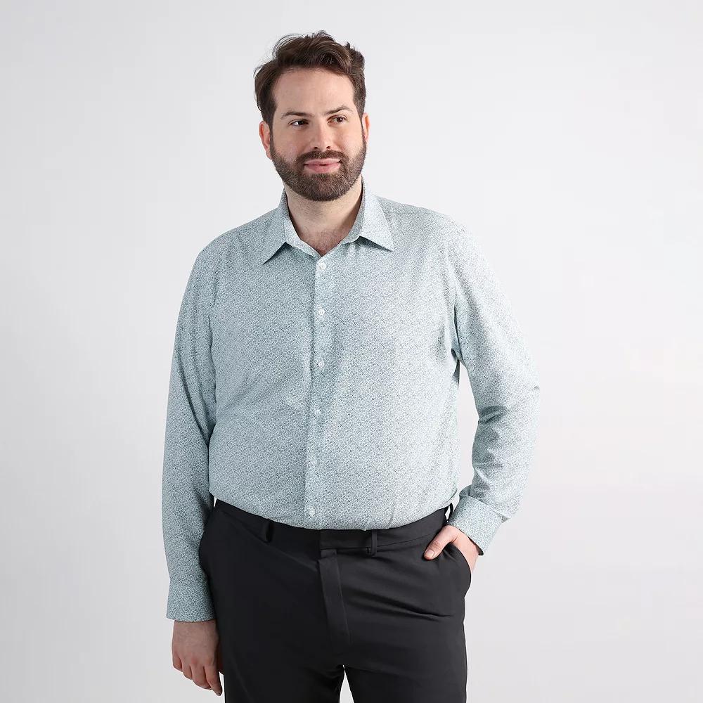 Big & Tall Haggar Smart Wash Classic Fit Solid Dress Shirt, Mens Green Product Image