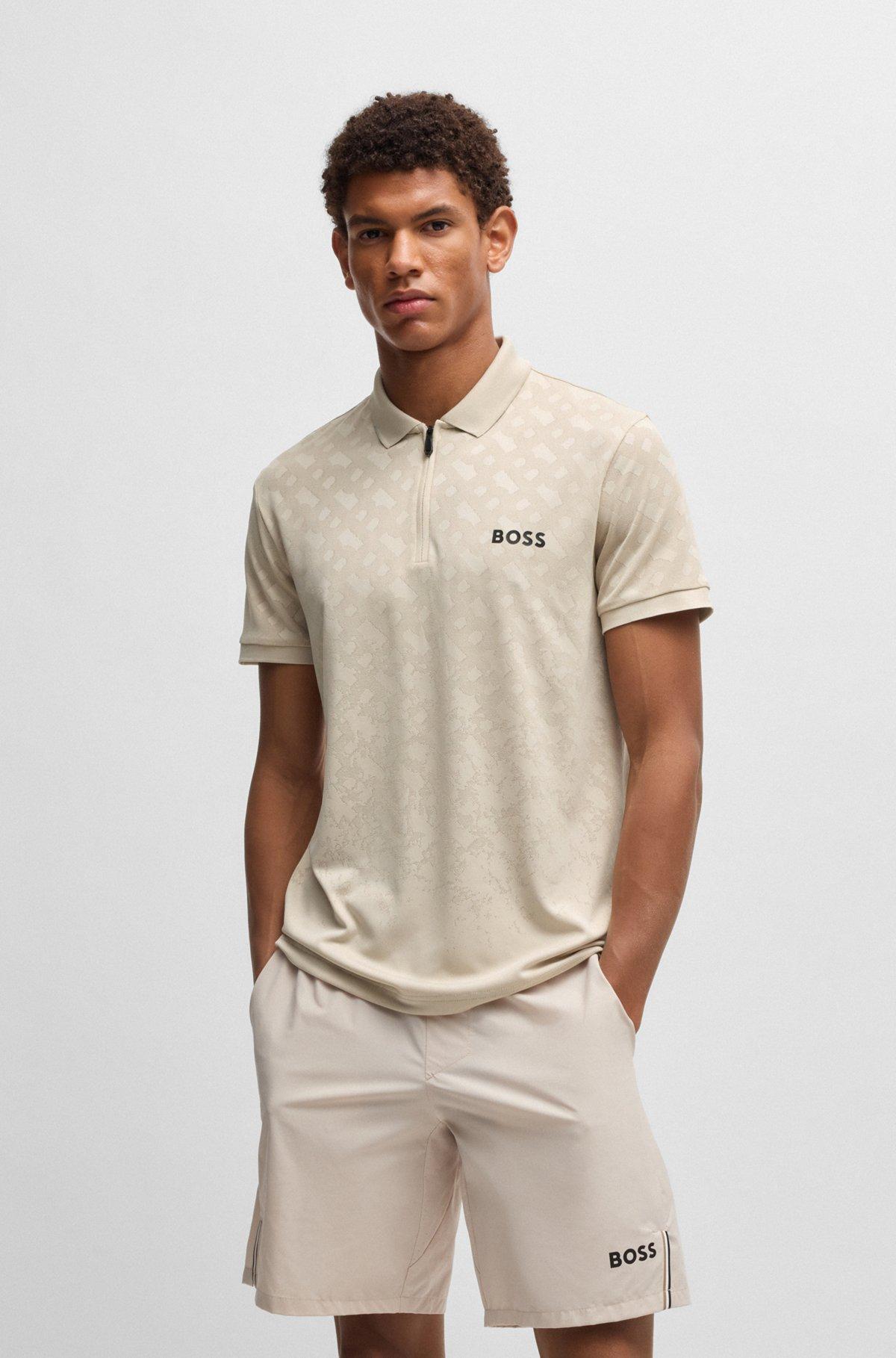 Active quick-dry polo shirt with gradient monogram jacquard Product Image