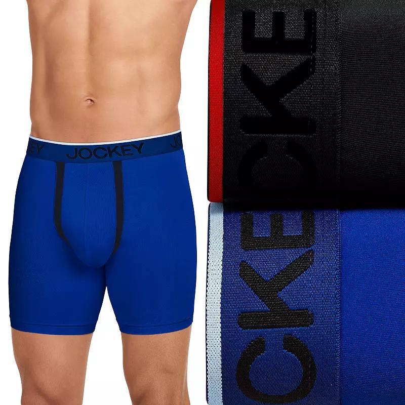 Big & Tall Jockey® 2-pack Chafe Proof Pouch Microfiber Boxer Briefs, Men's, Size: 4XL, Blue Jack Black Product Image