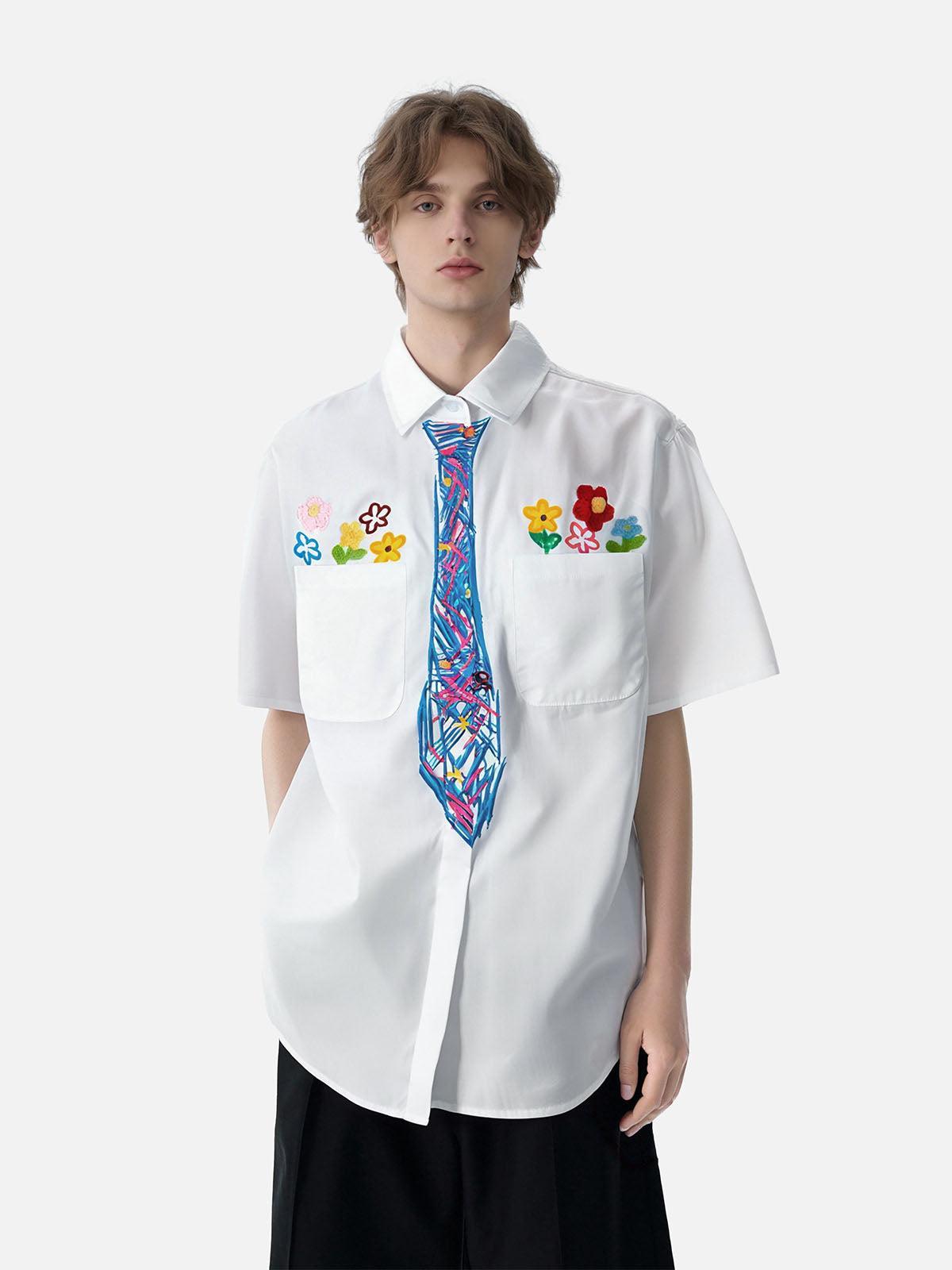 Aelfric Eden Graffiti Necktie Short Sleeve Shirt Product Image