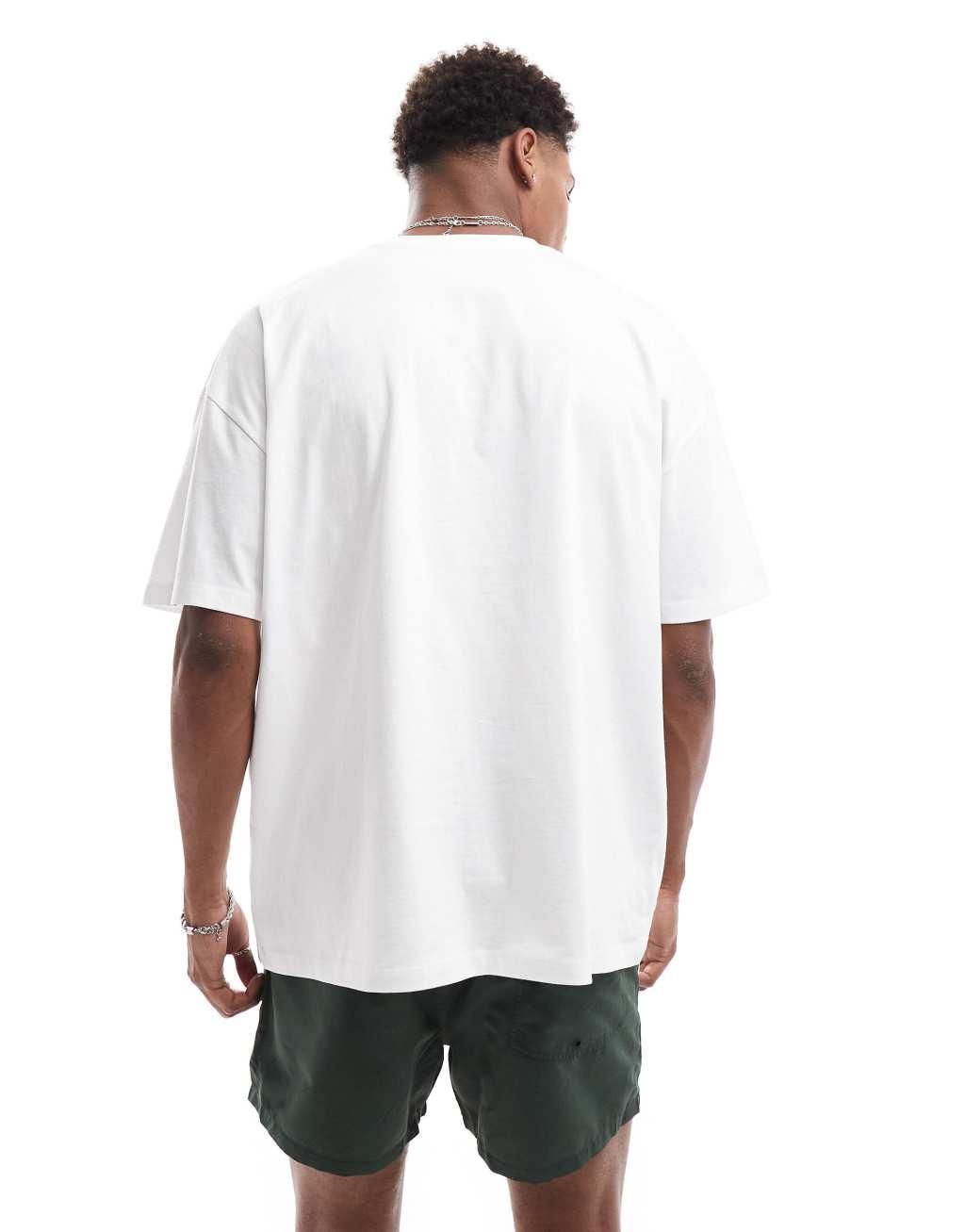 ASOS DESIGN oversized t-shirt in white with chest print Product Image