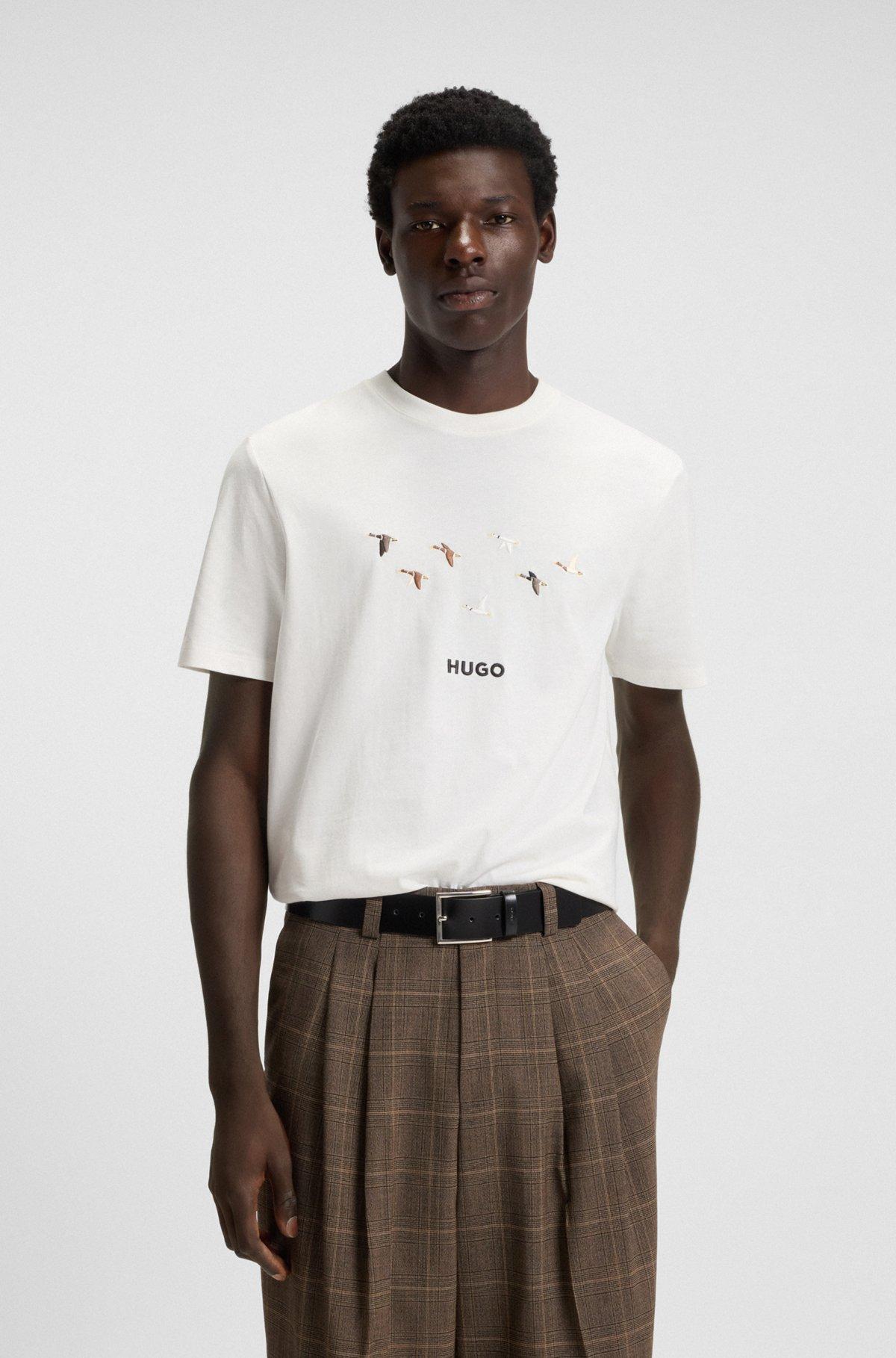 Cotton jersey T-shirt with curved embroidered logo Product Image