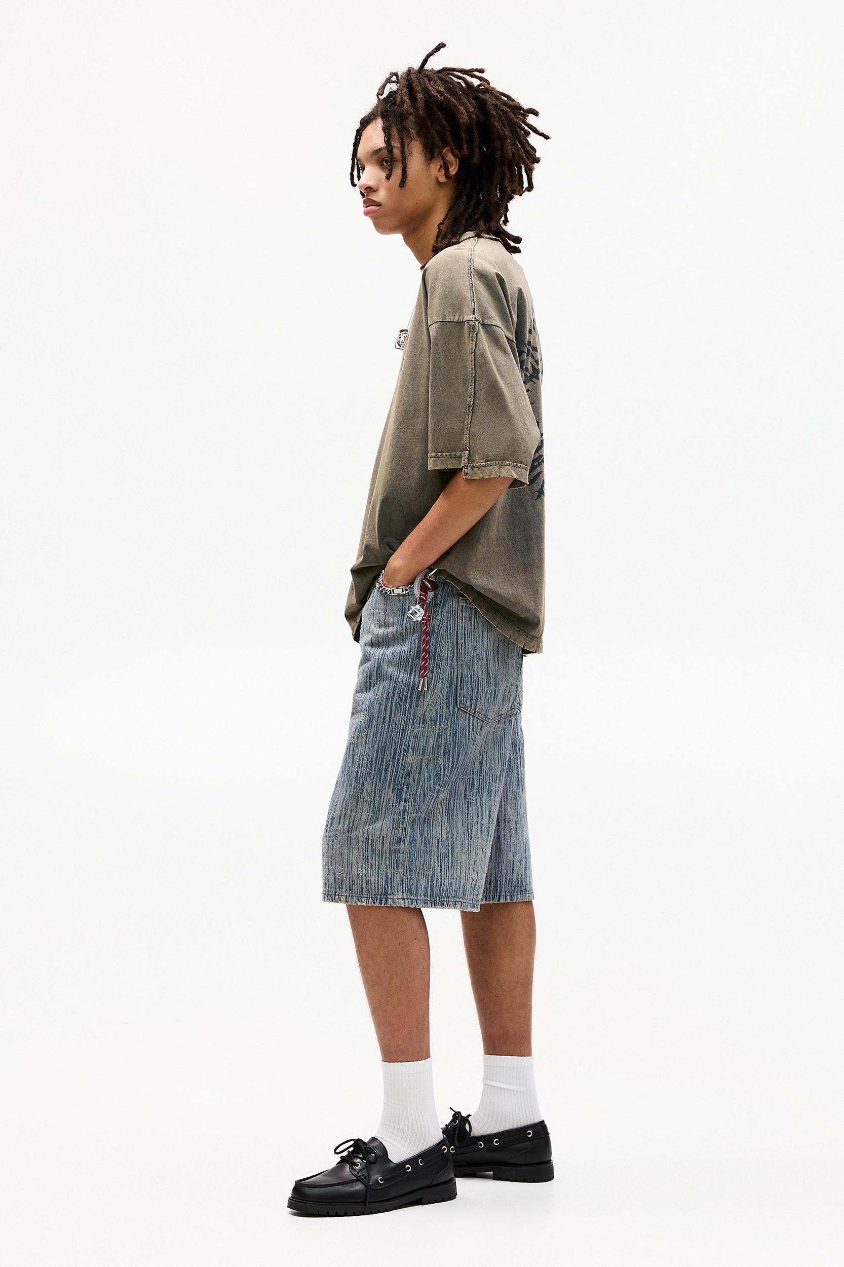 Flecked denim skater Bermuda shorts Product Image