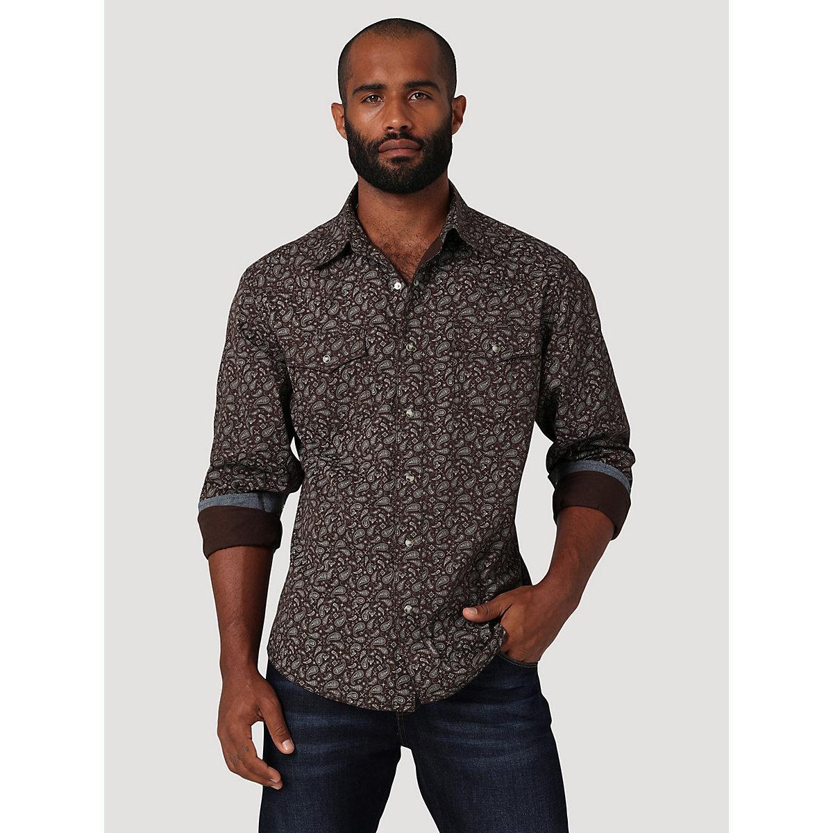 Men's Wrangler Retro Premium Western Snap Print Shirt Paisley Product Image