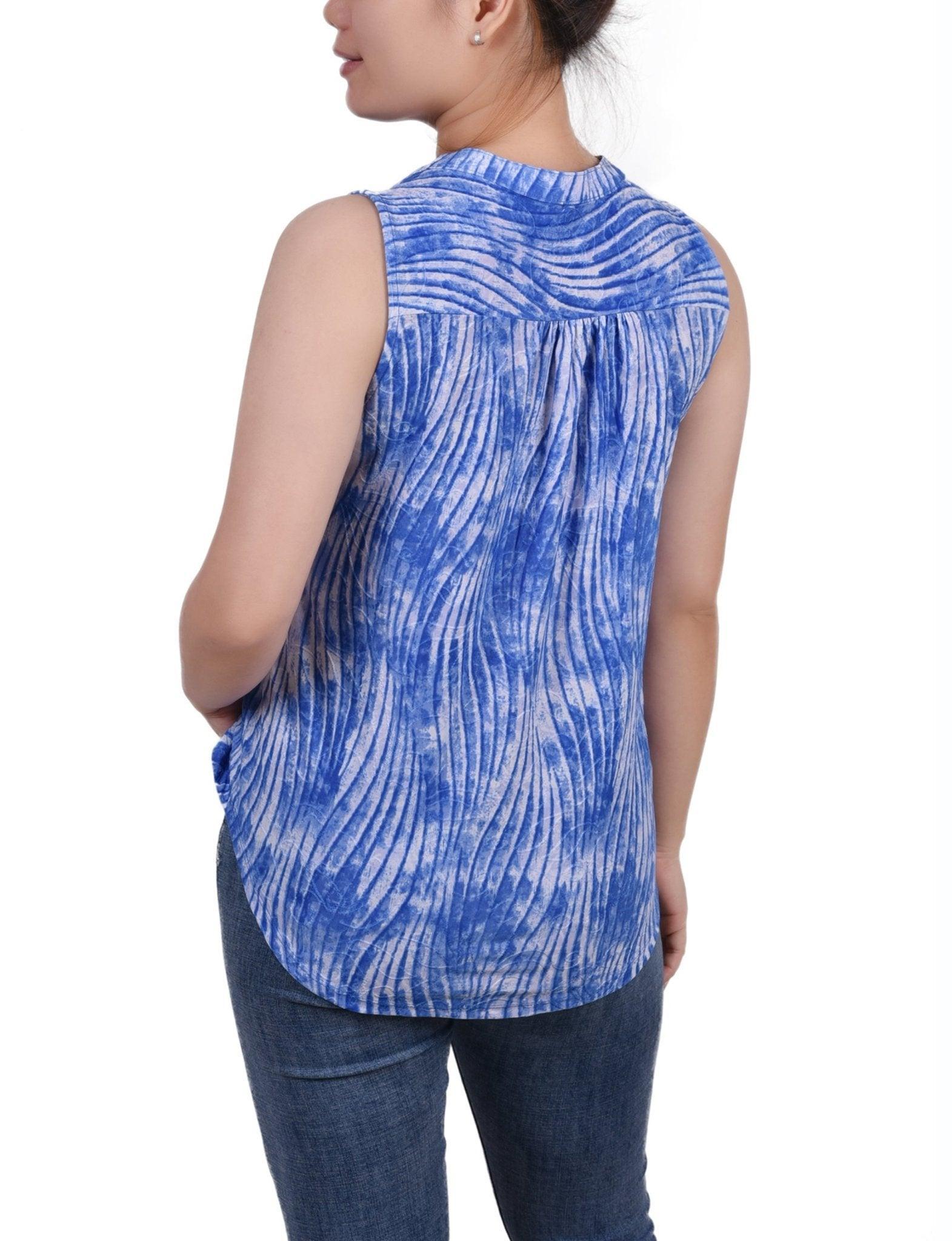 Sky Swirlbreeze Sleeveless Jacquard Y Neck Top - Petite Product Image