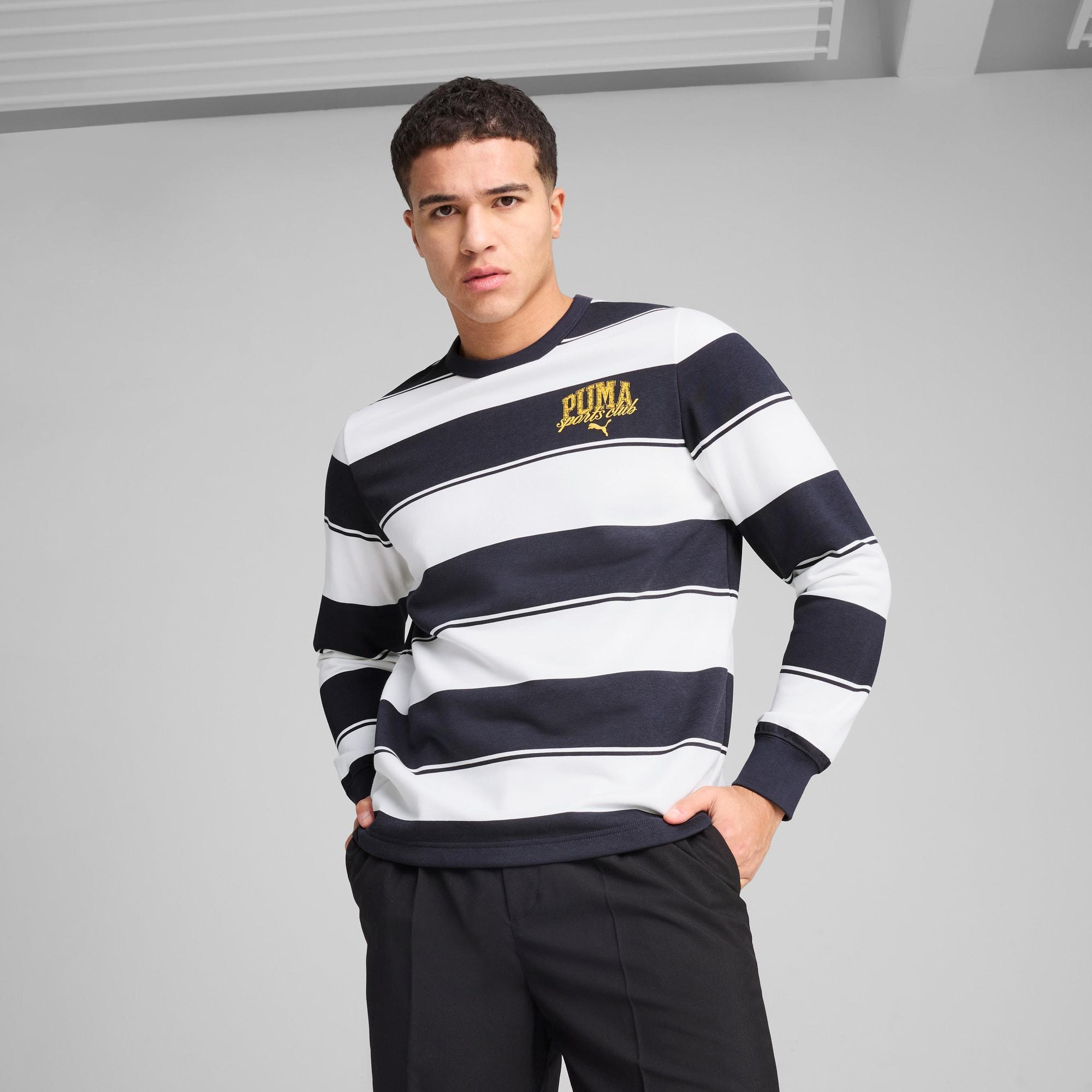 PUMA Class Men's Striped Crew Sweatshirt Product Image