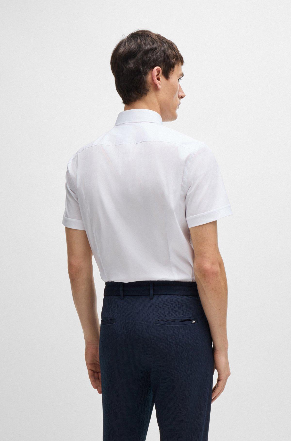 Slim-fit shirt in easy-iron stretch poplin Product Image
