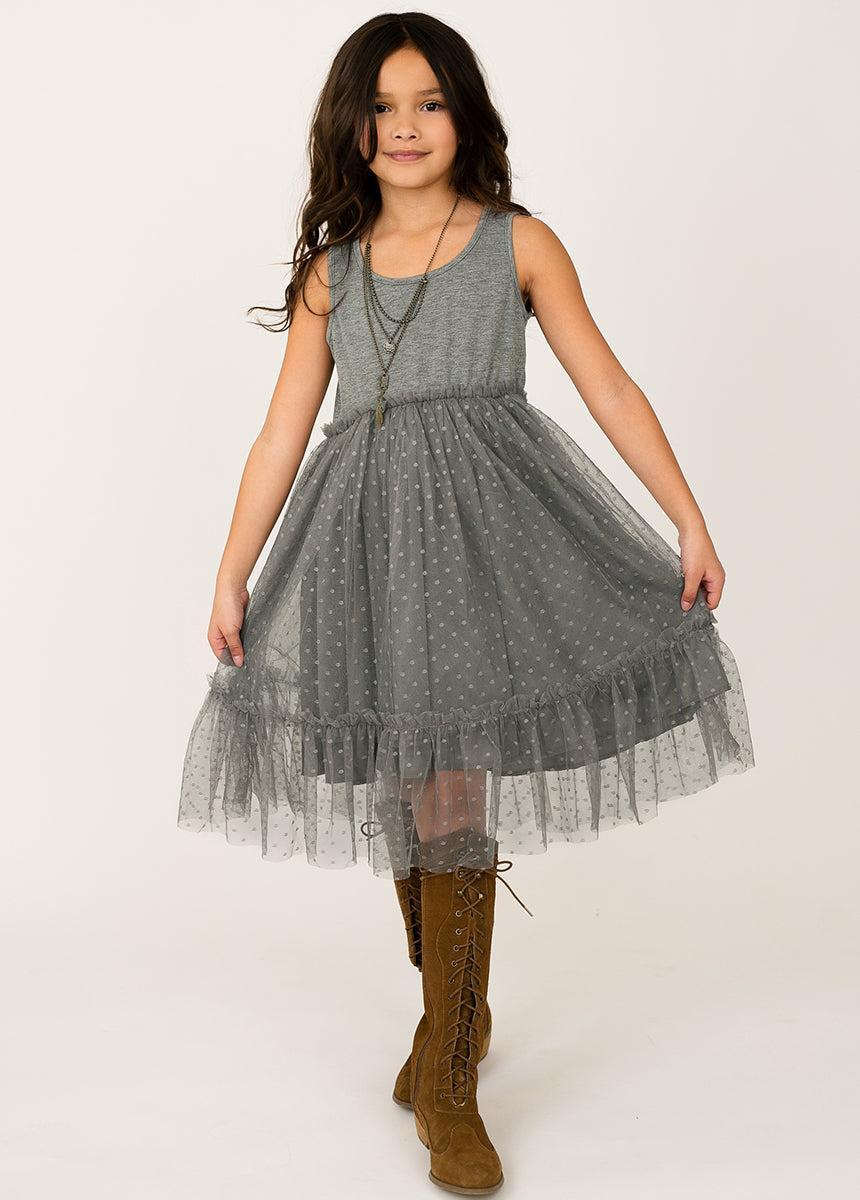 Leila Dress in Gray Girls Product Image