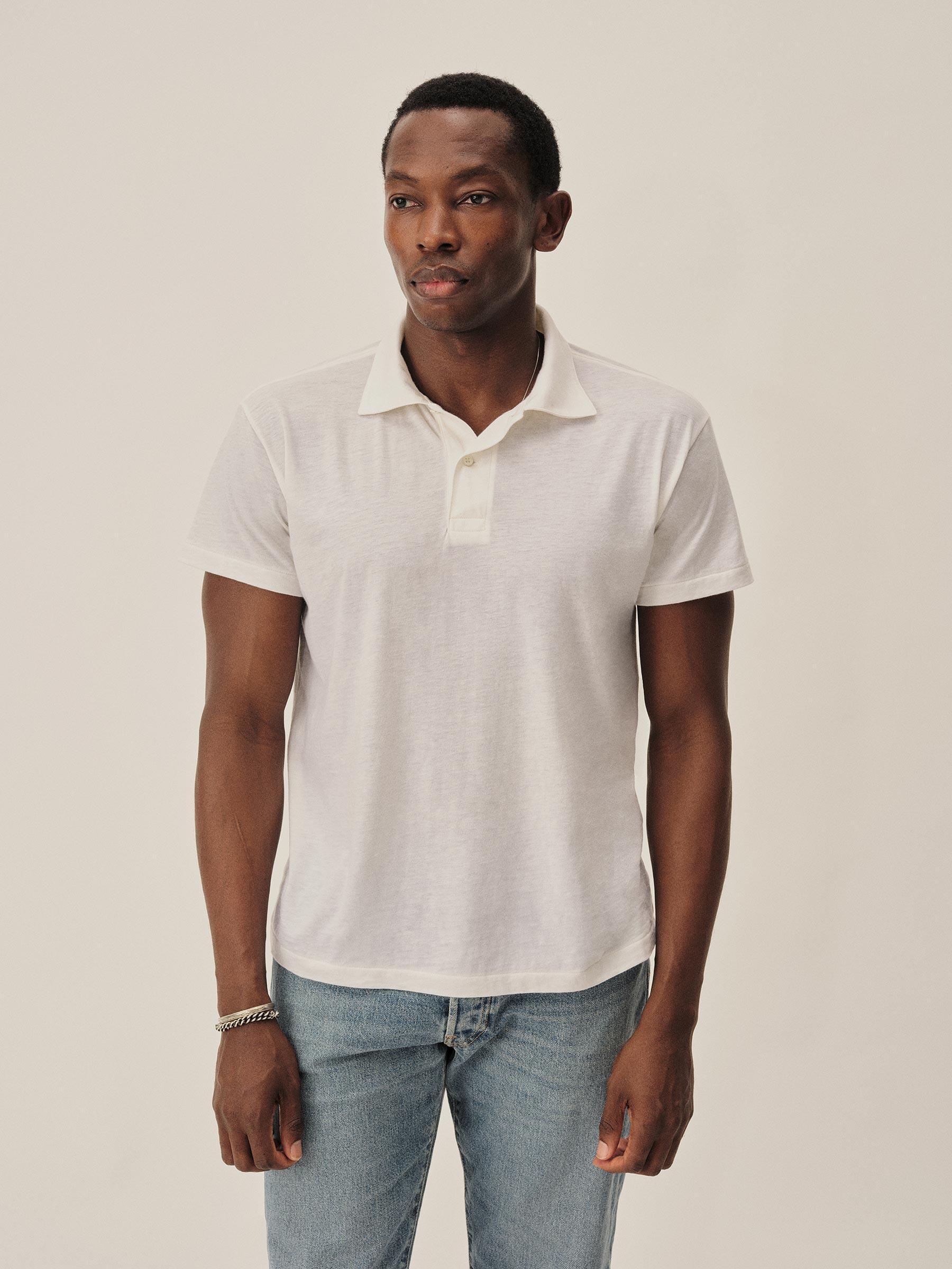 White Japanese Cool Cashmere Knit Polo Product Image