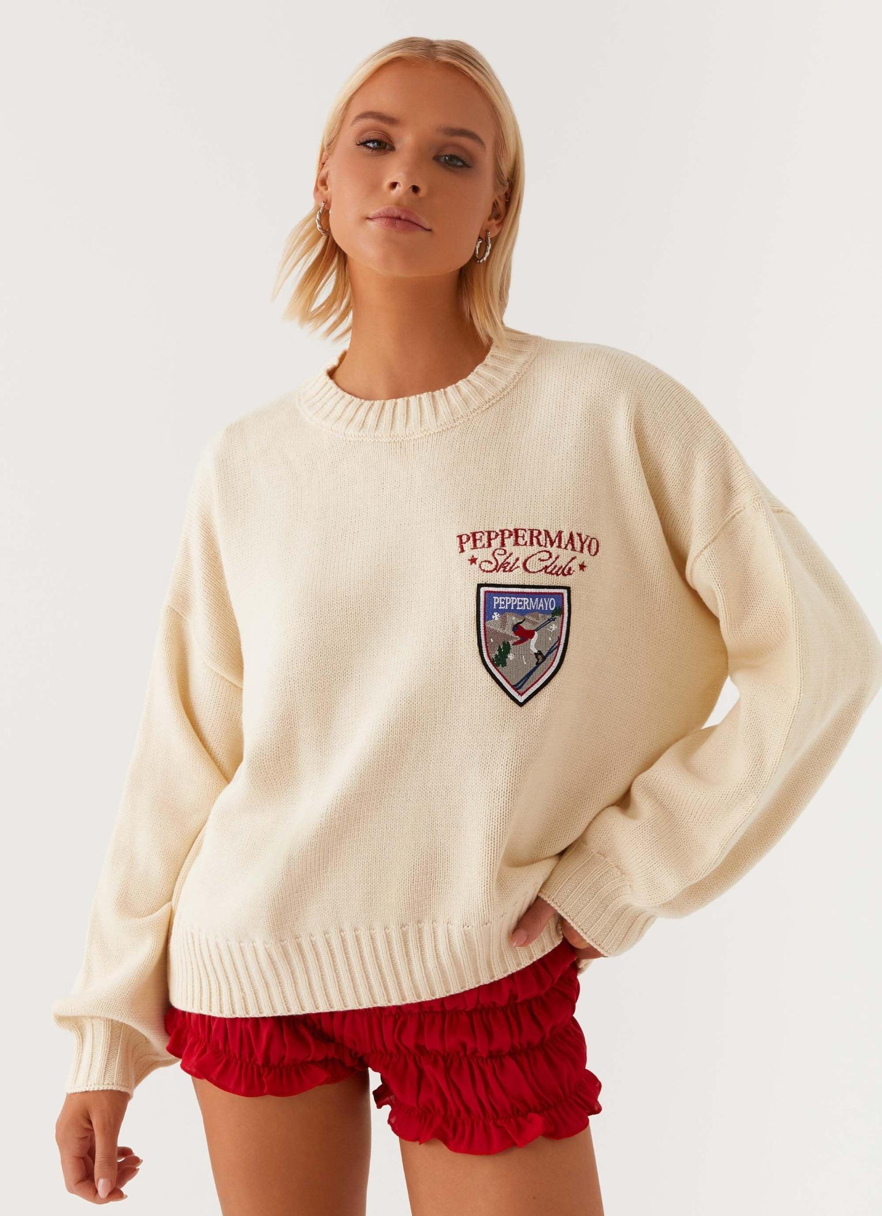 Apres Ski Oversized Knit Sweater - Ivory Product Image