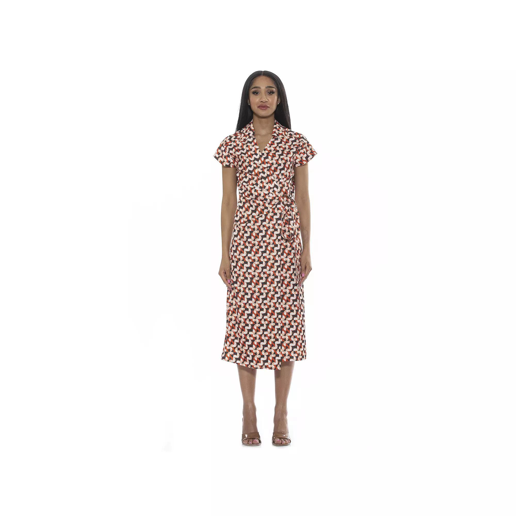 Womens ALEXIA ADMOR Paris Surplice Wrap Midi Dress With Waist Tie Product Image