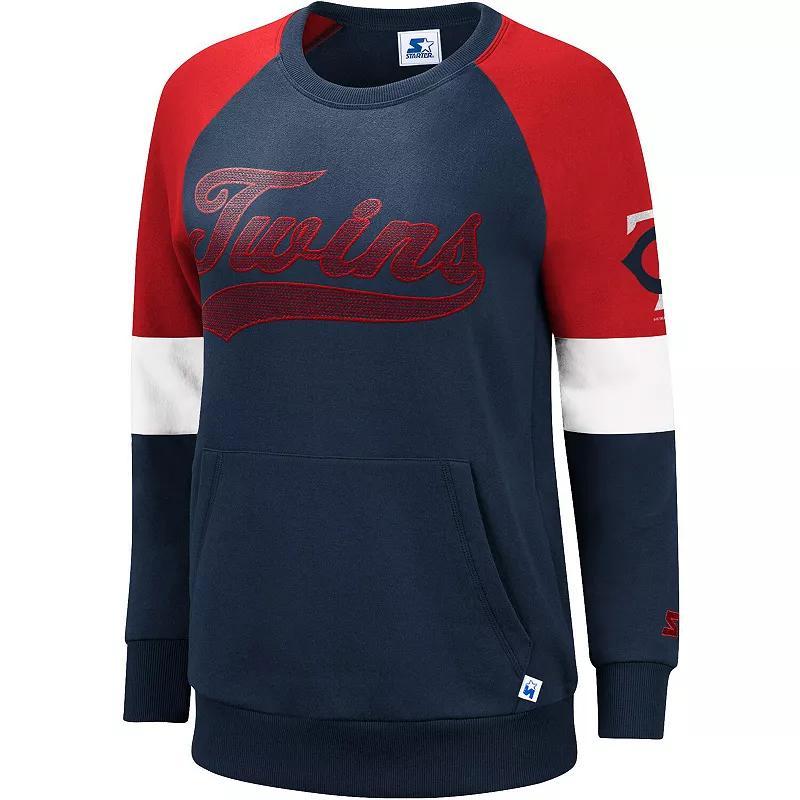Women's Starter Navy/Red Boston Red Sox Playmaker Raglan Pullover Sweatshirt, Size: Medium, Blue Product Image