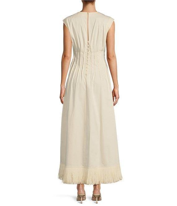Antonio Melani x M.G. Style Jenny Round Neck Sleeveless Pleat A-Line Fringe Dress Product Image