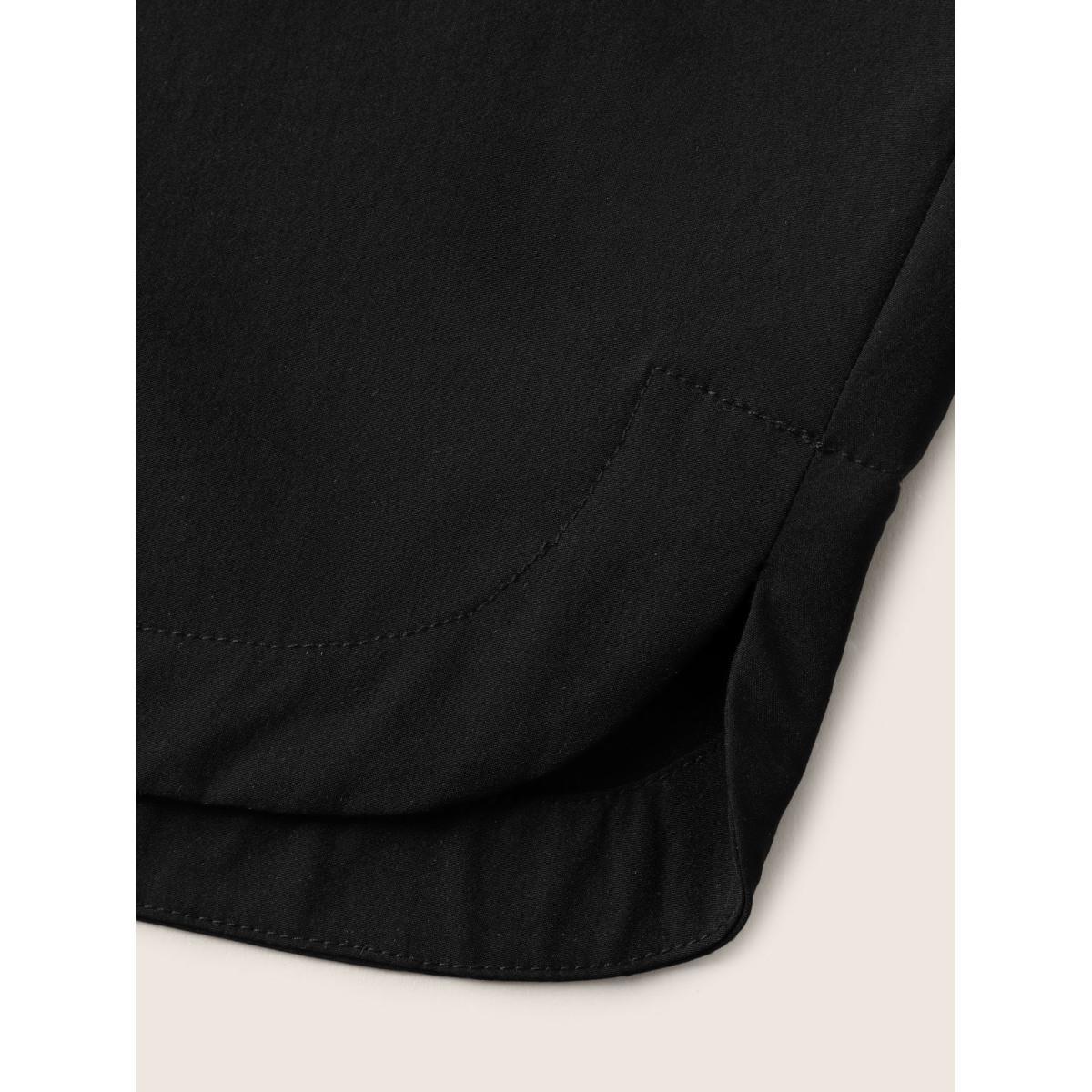 Plus Size Shirred Waist Tie Straight-Leg Crop Pants Women Black Casual Straight Leg Mid Rise Everyday-Casual Pants BloomChic 30/6X Product Image