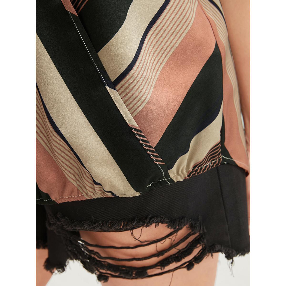Plus Size Striped Contrast Surplice Neck Cami Top Women Multicolor Vacation Wrap V-neck Dailywear Tank Tops Camis BloomChic 22-24/3X Product Image