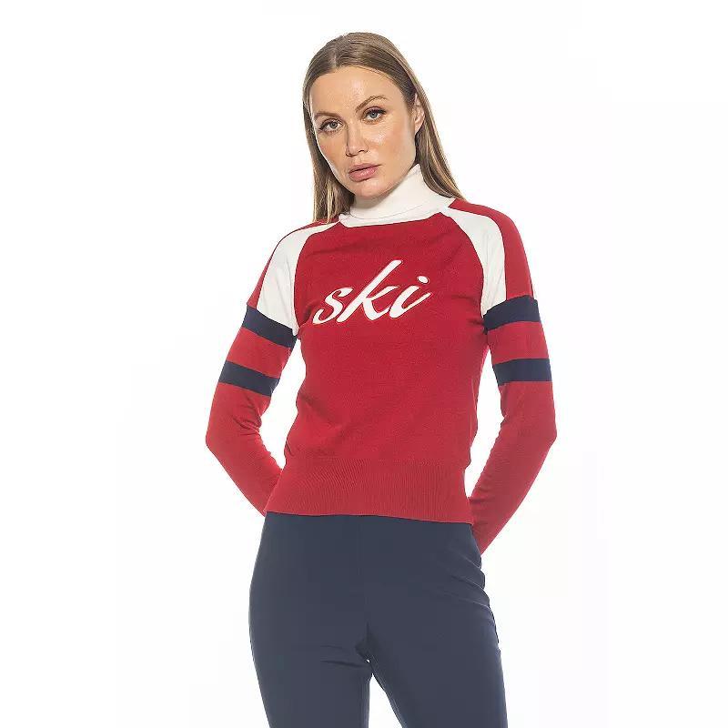Women's ALEXIA ADMOR Jenni Long Sleeve Knit Turtleneck Sweater, Size: Medium, Black Ivory Product Image
