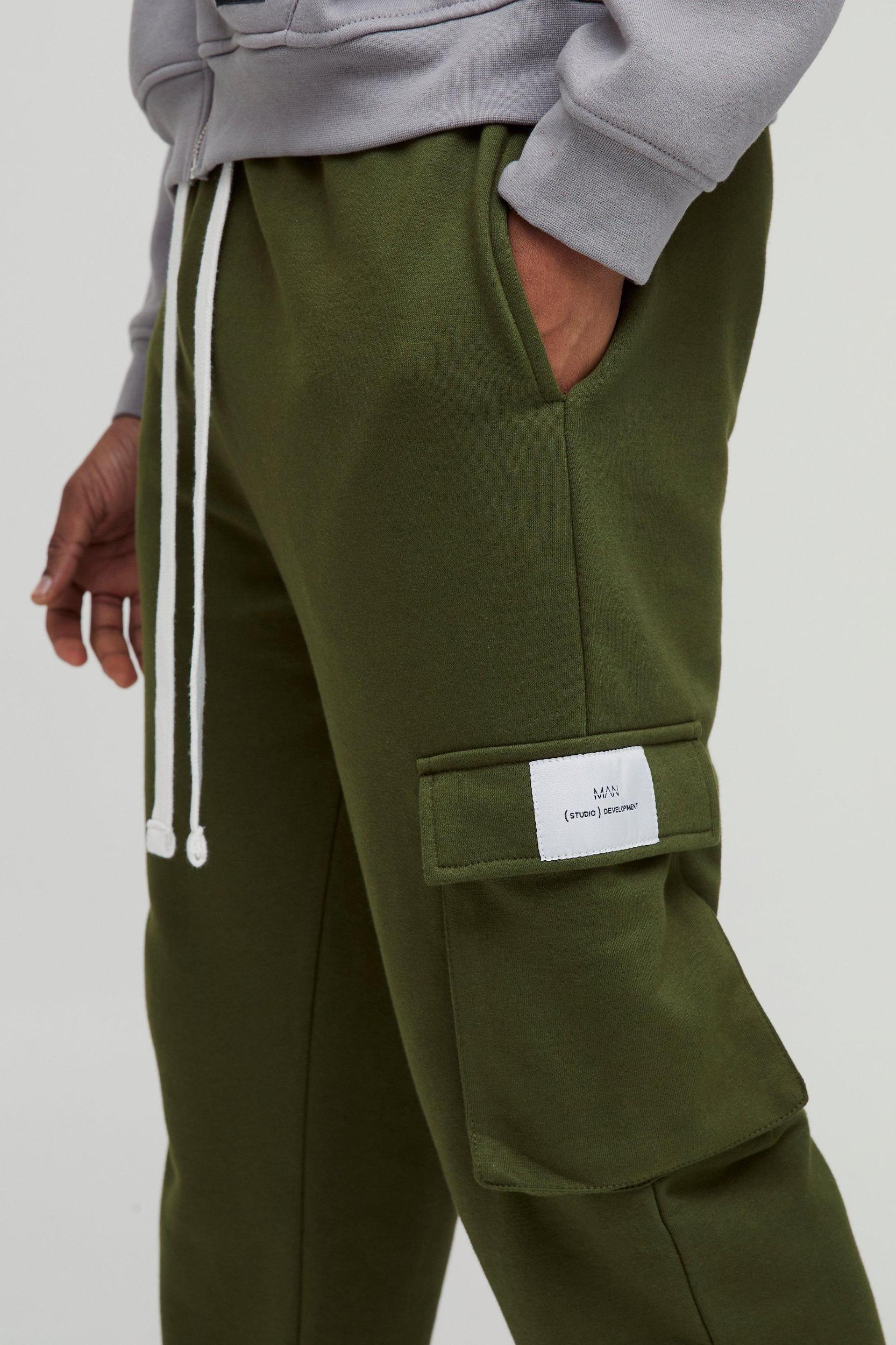 Tall Woven Tab Slim Fit Cargo Sweatpants | boohooMAN USA Product Image