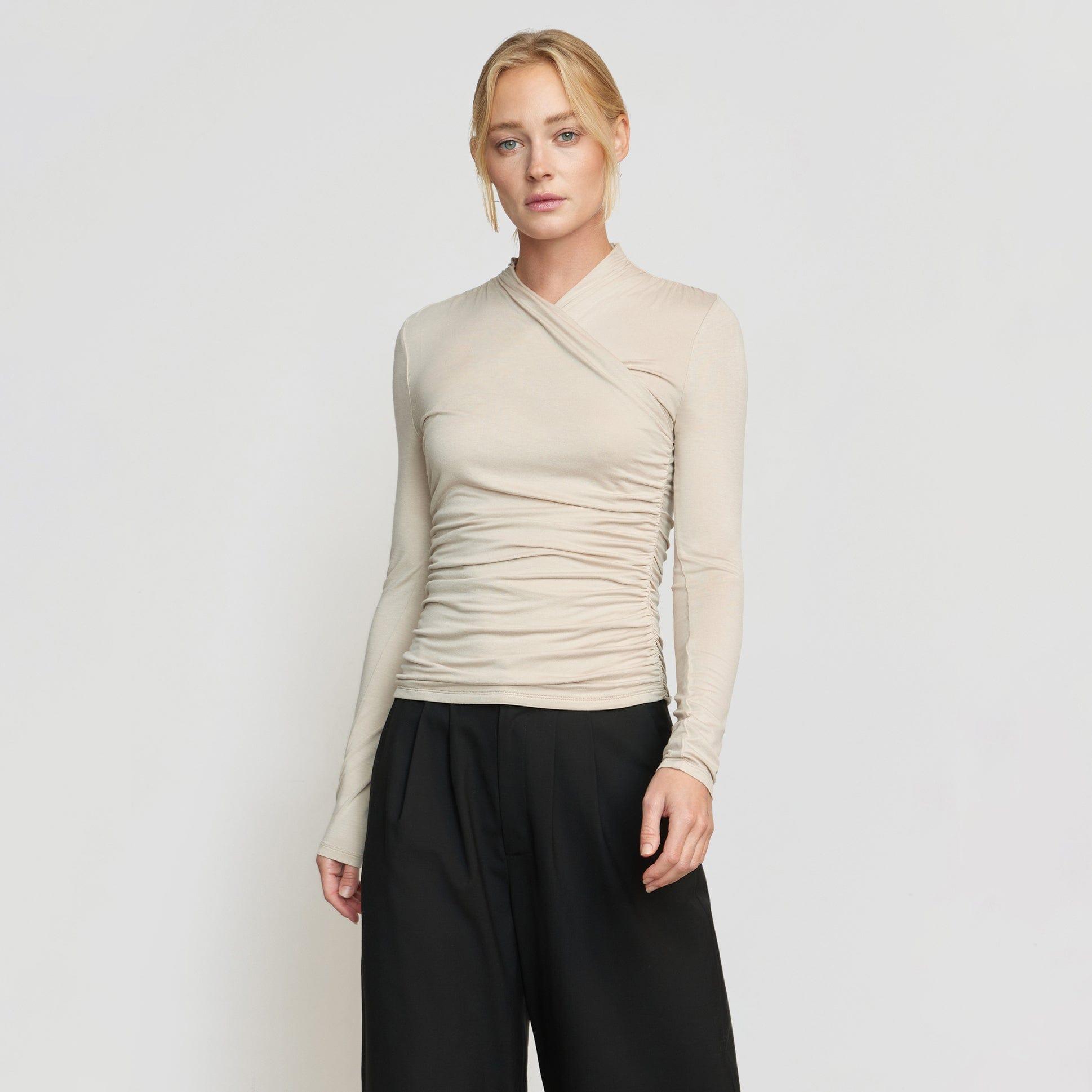 Lilou Wrap-Neck Long-Sleeve Tee Product Image