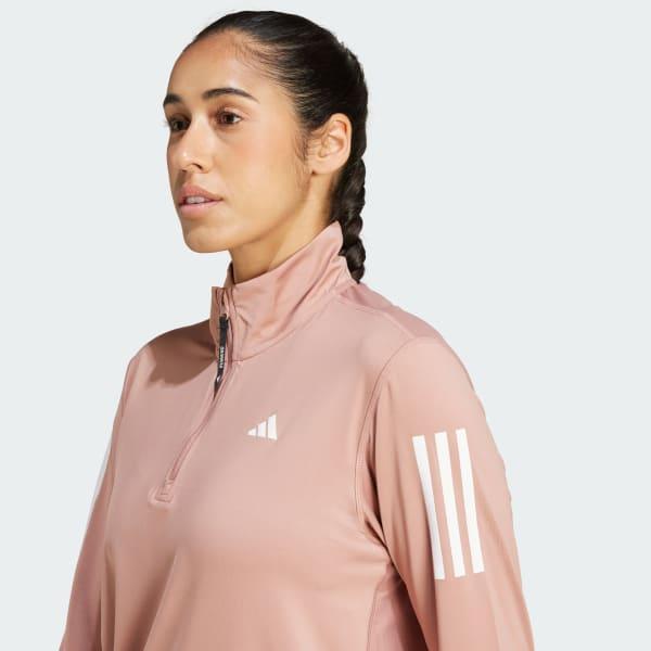 adidas Own the Run Half-Zip Jacket Silver Green M Womens Product Image