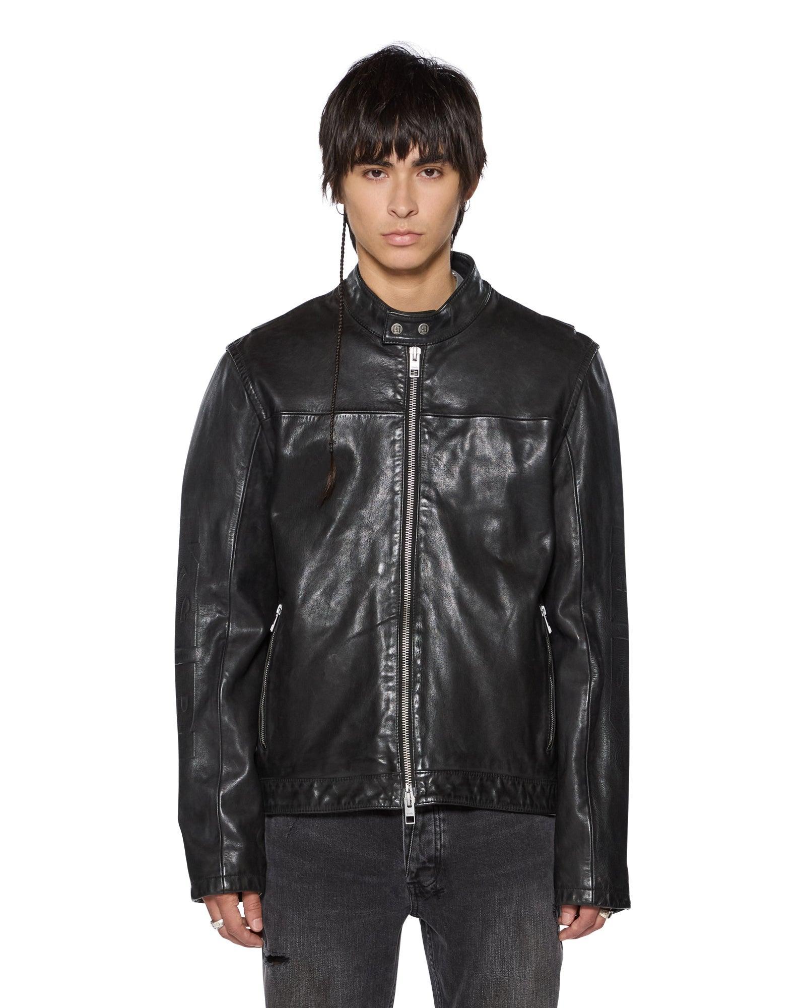 Mens Stinger Leather Biker Jacket Product Image