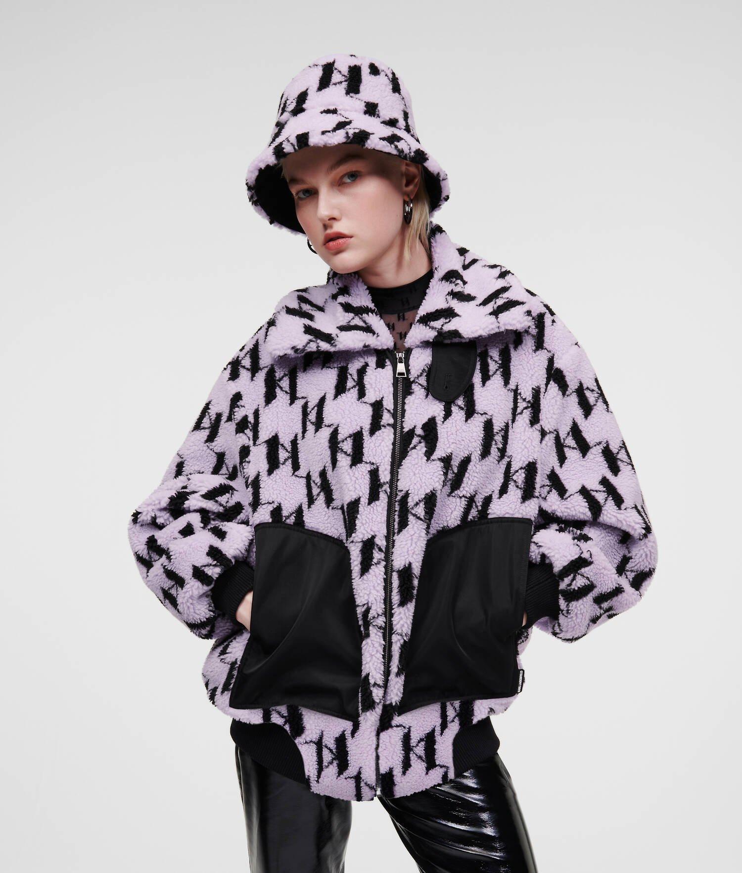 KL MONOGRAM FAUX-SHEARLING BOMBER JACKET Product Image