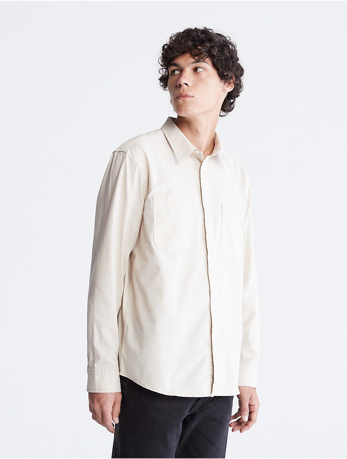 Calvin Klein Men's Slim Stretch Button-Down Shirt - Grey - S Product Image