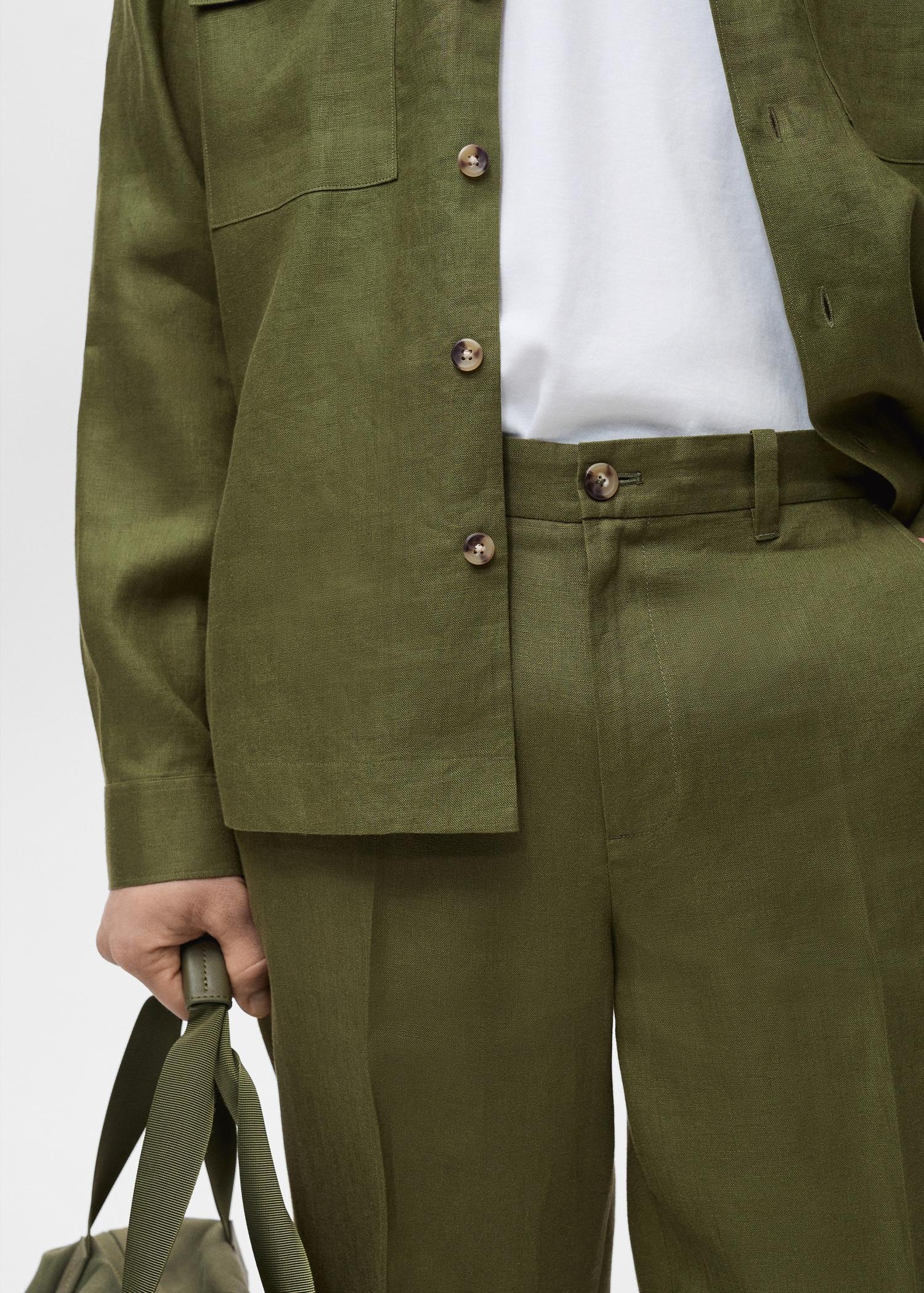 100% linen regular-fit trousers - Men | MANGO USA Product Image