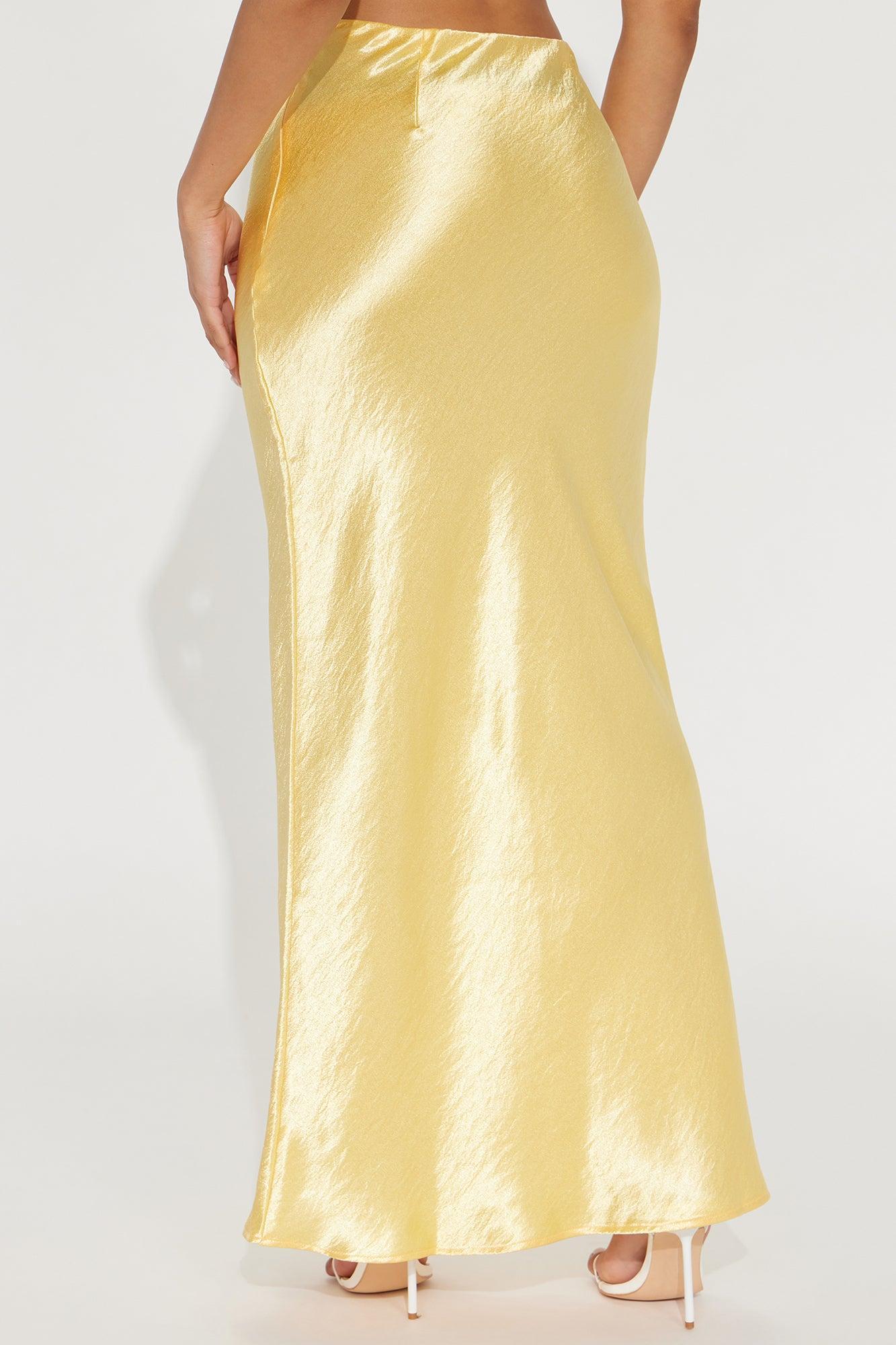 Sweet Love Satin Maxi Skirt - Yellow Product Image