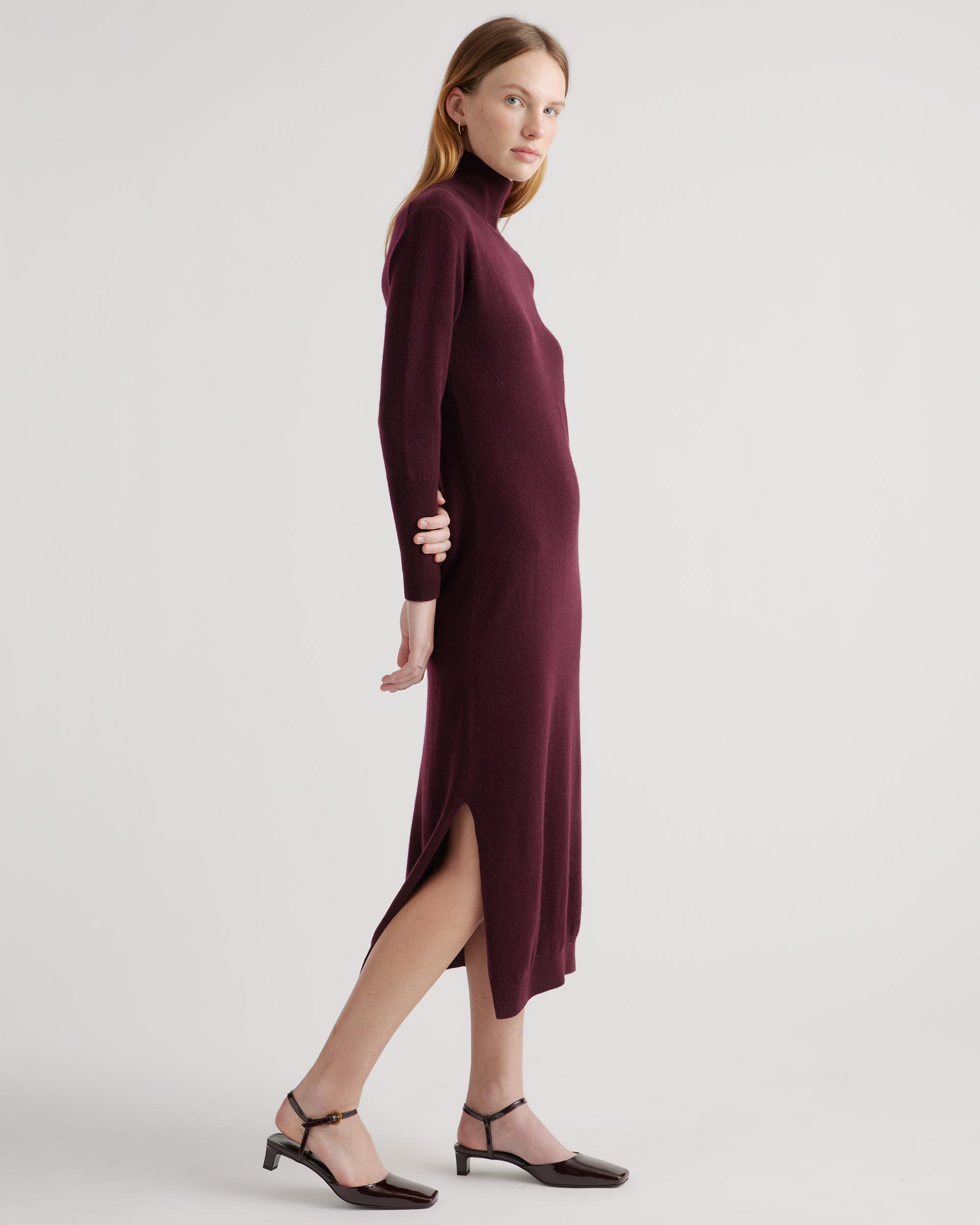 Quince | Women's Mongolian Cashmere Turtleneck Midi Sweater Dress Product Image