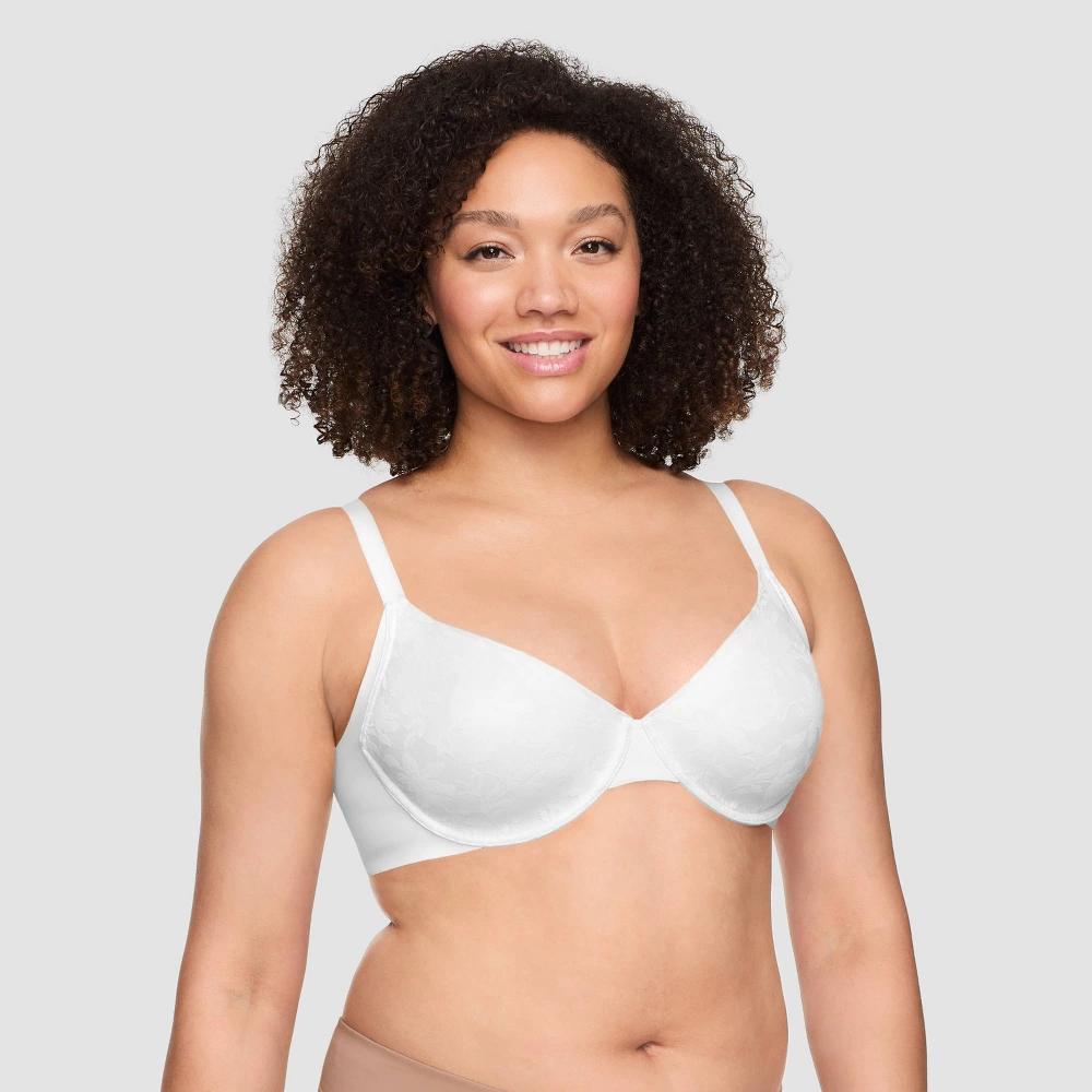 Simply Perfect by Warner's Women's Side and Underarm Smoothing Lace Unlined Bra - White 36D: Medium Support, Adjustable Straps Product Image